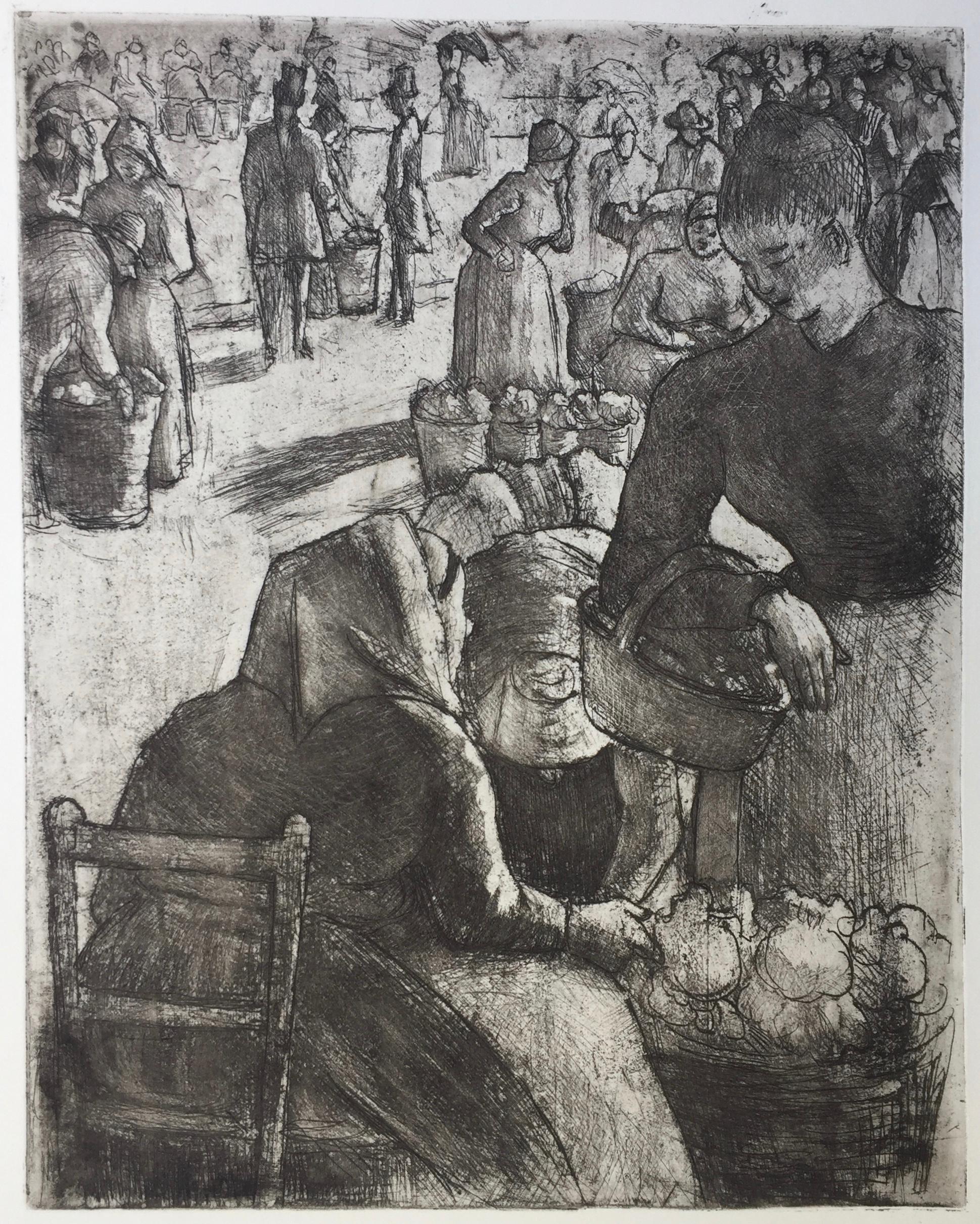 Camille Pissarro Figurative Print – Marche aux Legumes a Pontoise