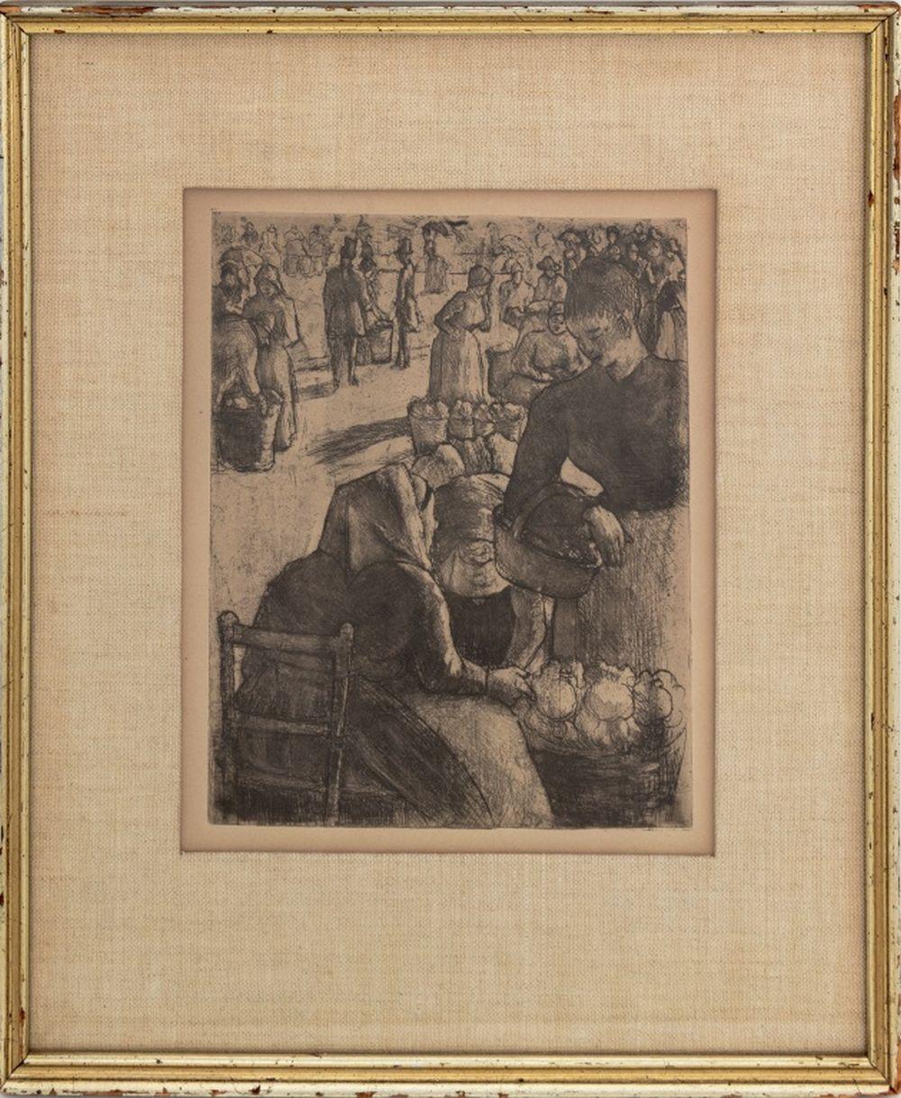Camille Pissarro Landscape Print - "Marche aux Legumes, a Pontoise" [Vegetable Market at Pontoise]