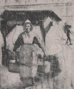 Paysanne au puits von Camille Pissarro – Radierung