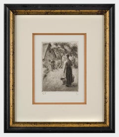 Paysanne Portant des Seaux by Camille Pissarro - Etching, paper, Impressionist