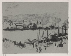 Quai Boïeldieu, à Rouen par Camille Pissarro - Lithographie de paysage