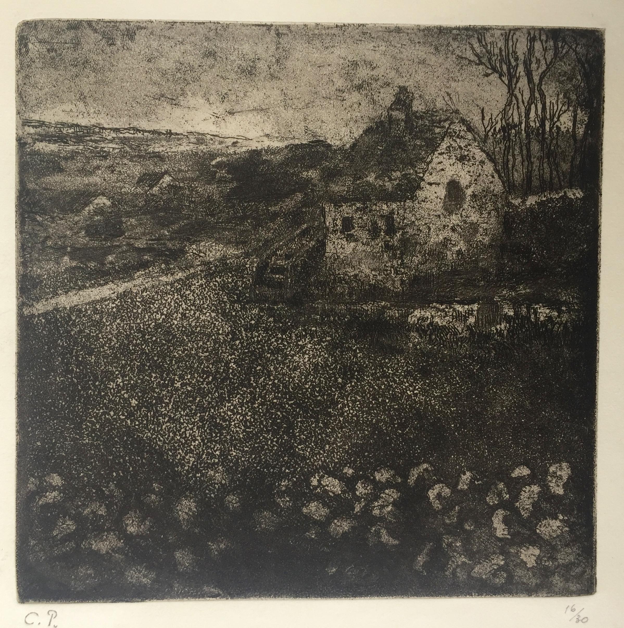 Camille Pissarro Landscape Print - THE OLD COTTAGE ( La Masure)