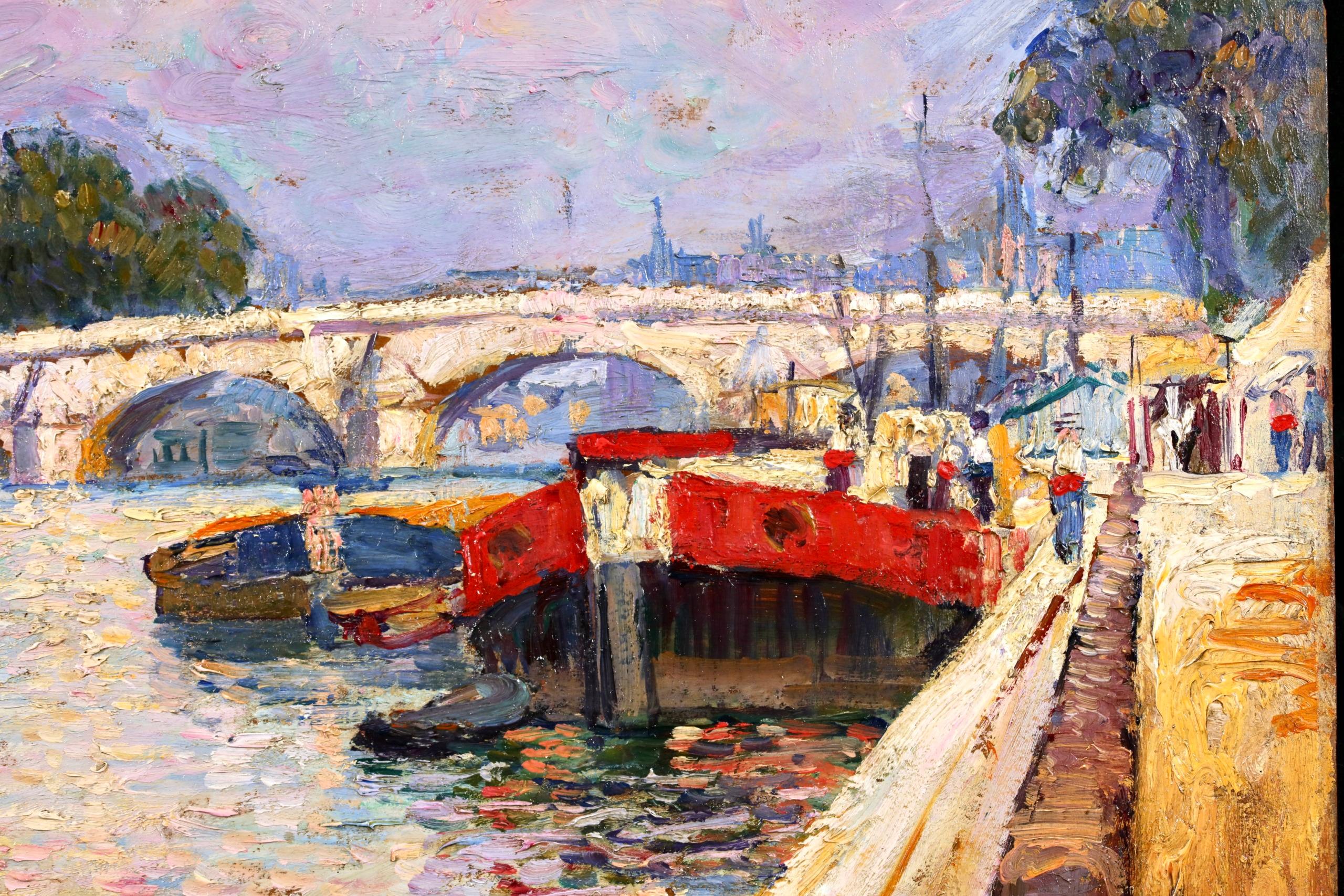 Vue de Paris - 1906 - Pintura al óleo impresionista de paisajes fluviales de Camille Roche en venta 5
