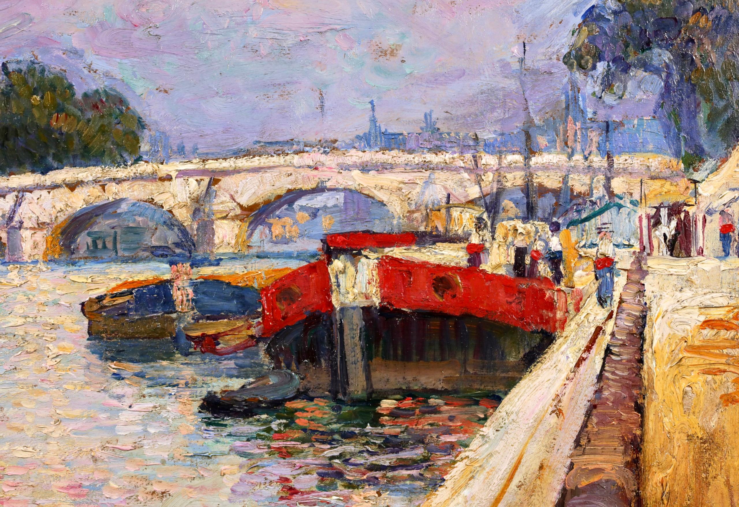Vue de Paris - 1906 - Pintura al óleo impresionista de paisajes fluviales de Camille Roche en venta 6