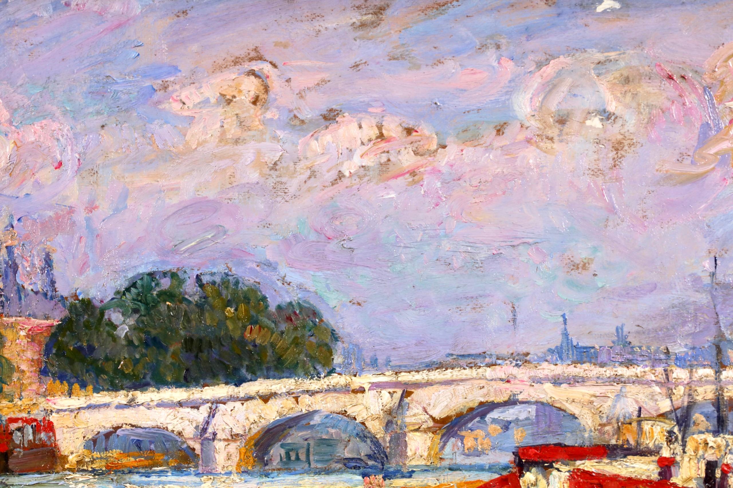 Vue de Paris - 1906 - Pintura al óleo impresionista de paisajes fluviales de Camille Roche en venta 8