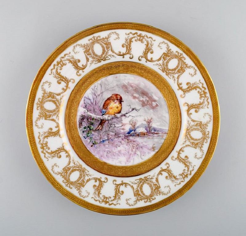 French Camille Tharand for Limoges, Four Decorative Plates in Porcelain, 1930s For Sale