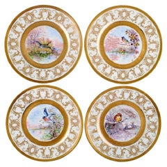 Vintage Camille Tharand for Limoges, Four Decorative Plates in Porcelain, 1930s