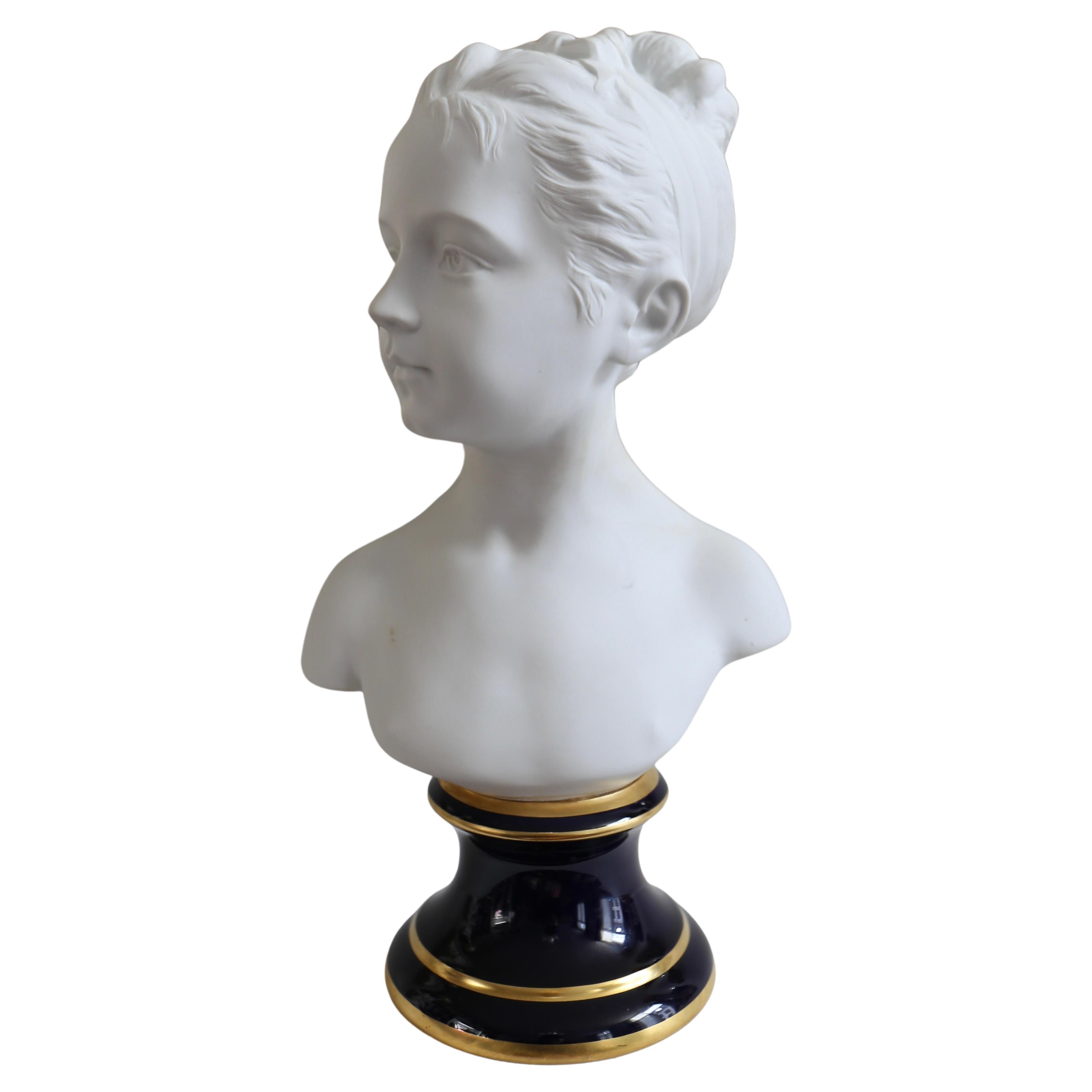 Camille Tharaud for Limoges Little Girl Biscuit Bust  For Sale