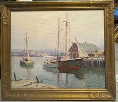 Amerikanisch-fauvistisch-impressionistisches Gemälde BOATS, Neuengland, Gloucestor-Fischen BOATS, Gemälde