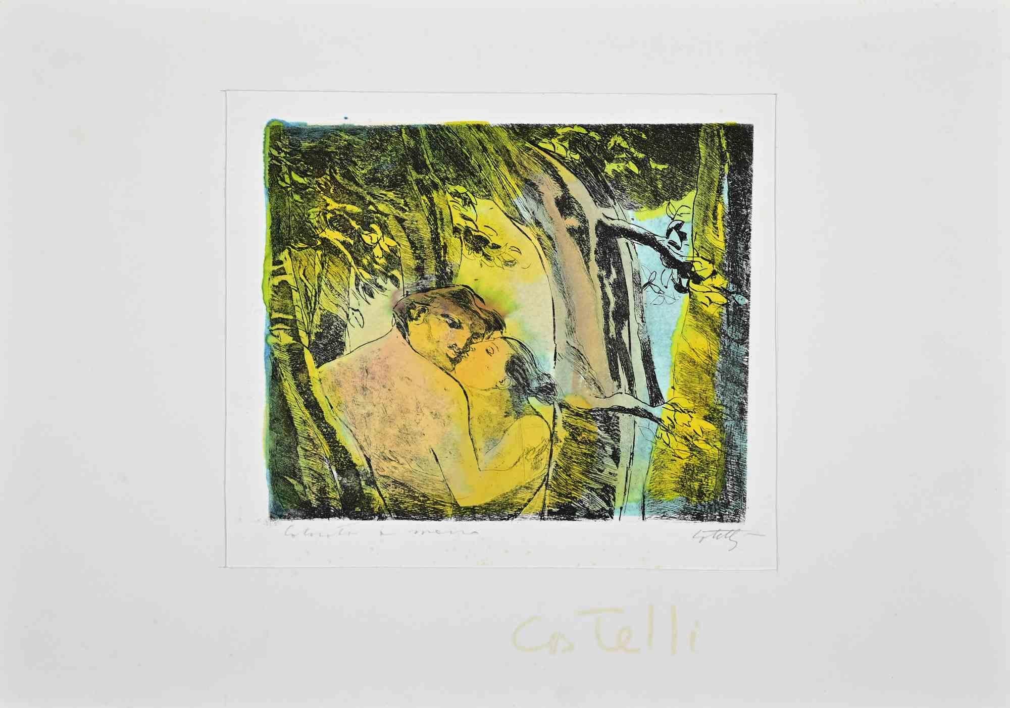 Etching hand colored, realized in 1990s.

Matted, in very good condition except for some minor foxing.

Hand signed, not numbered.