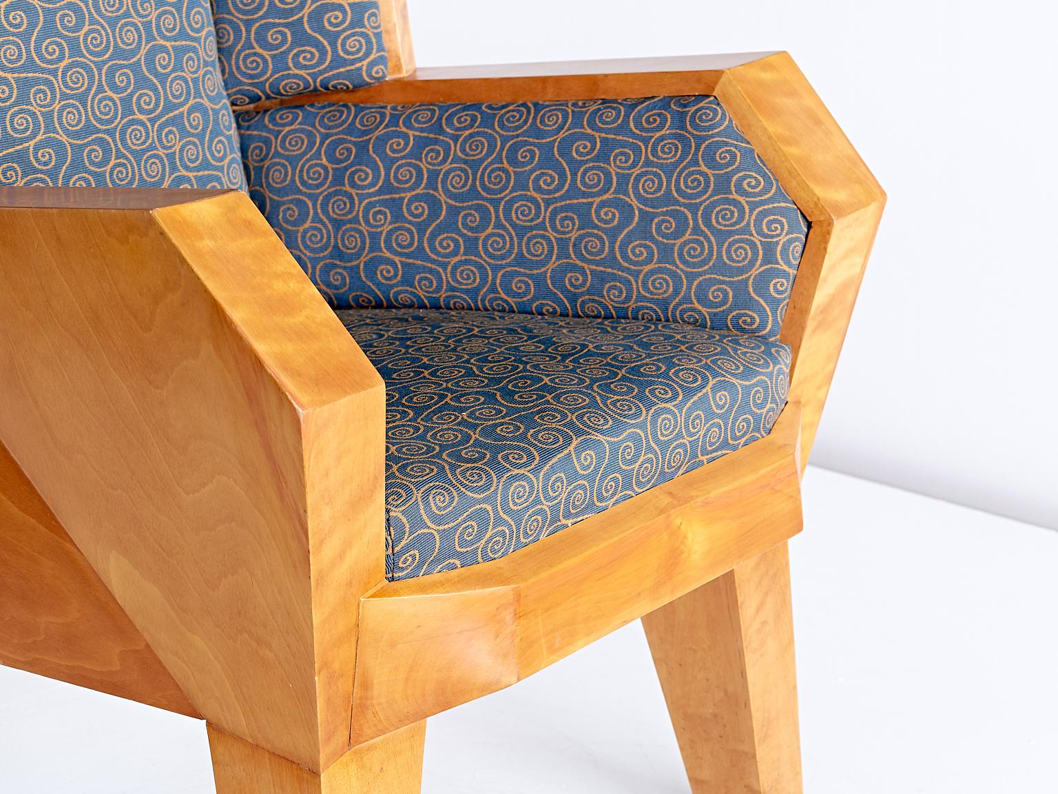 Fabric Camillo Cerri Important Cubist Armchair Designed for Haus Reinbach, 1928 For Sale