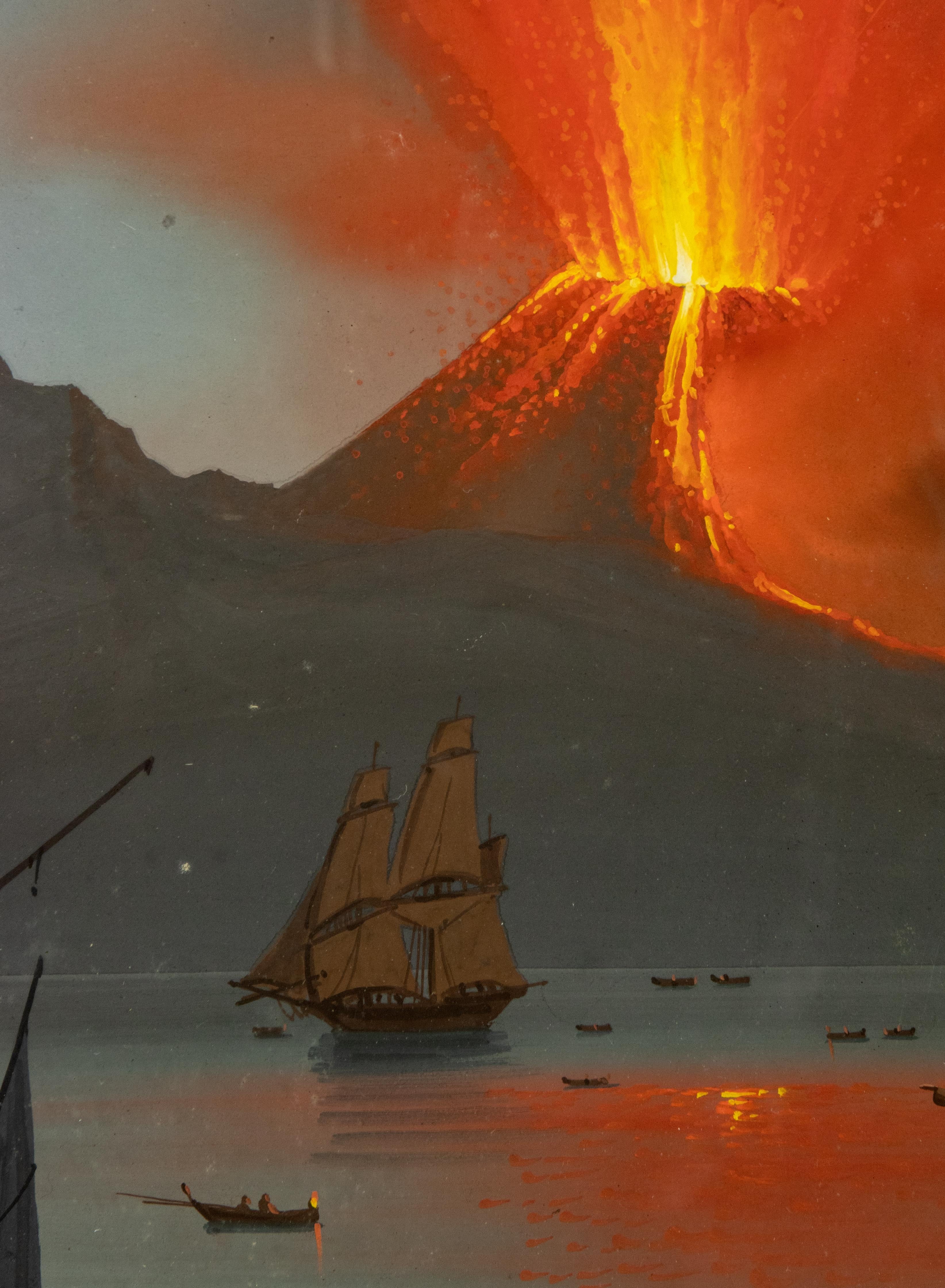 Eruption of Vesuvium - Gouache by C. De Vito - 1839 - Painting by Camillo de Vito