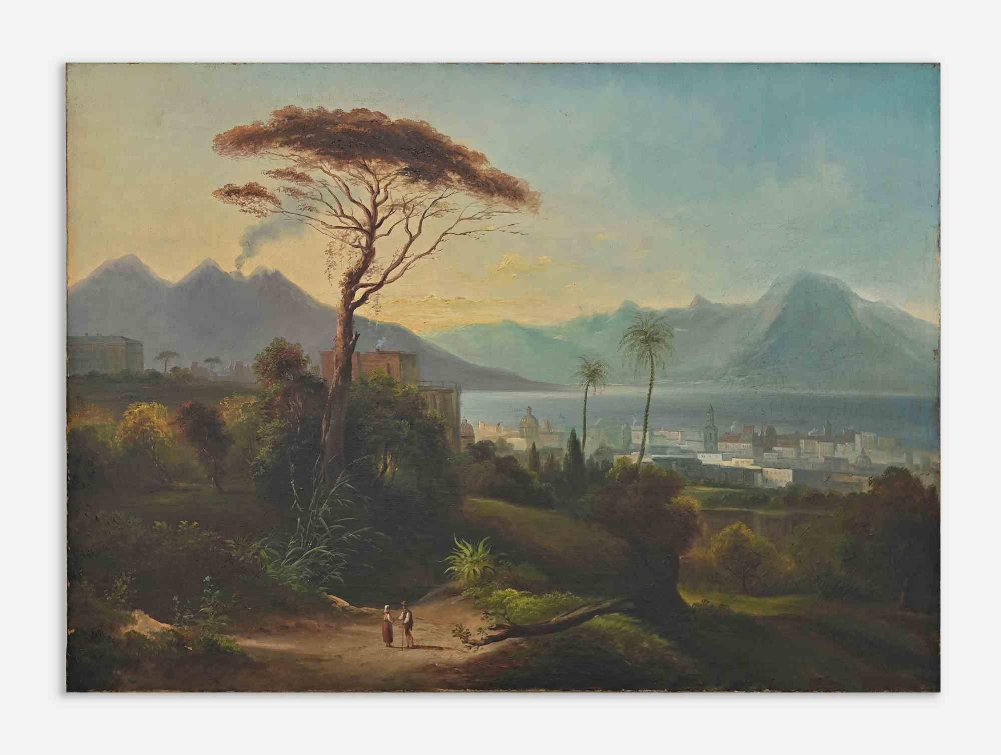 Camillo de Vito Landscape Painting - View of the Gulf of Naples from Capodimonte - Oil Painting - 19th Century
