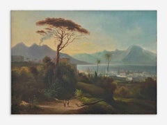 Antique View of the Gulf of Naples from Capodimonte - Oil Painting - 19th Century