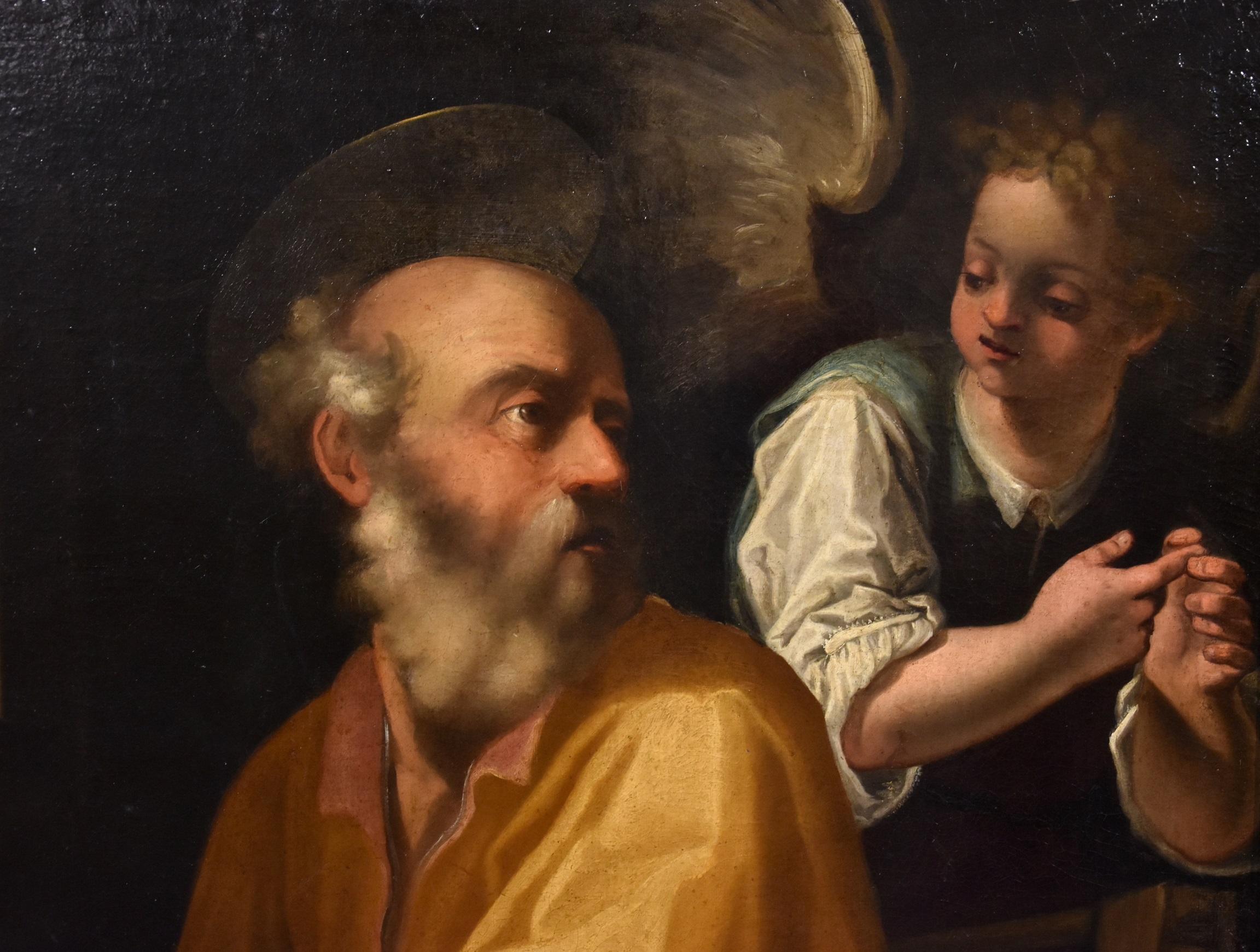 Saint Matthew Angel Procaccini Paint Oil on canvas Old master 17th Century Art For Sale 4