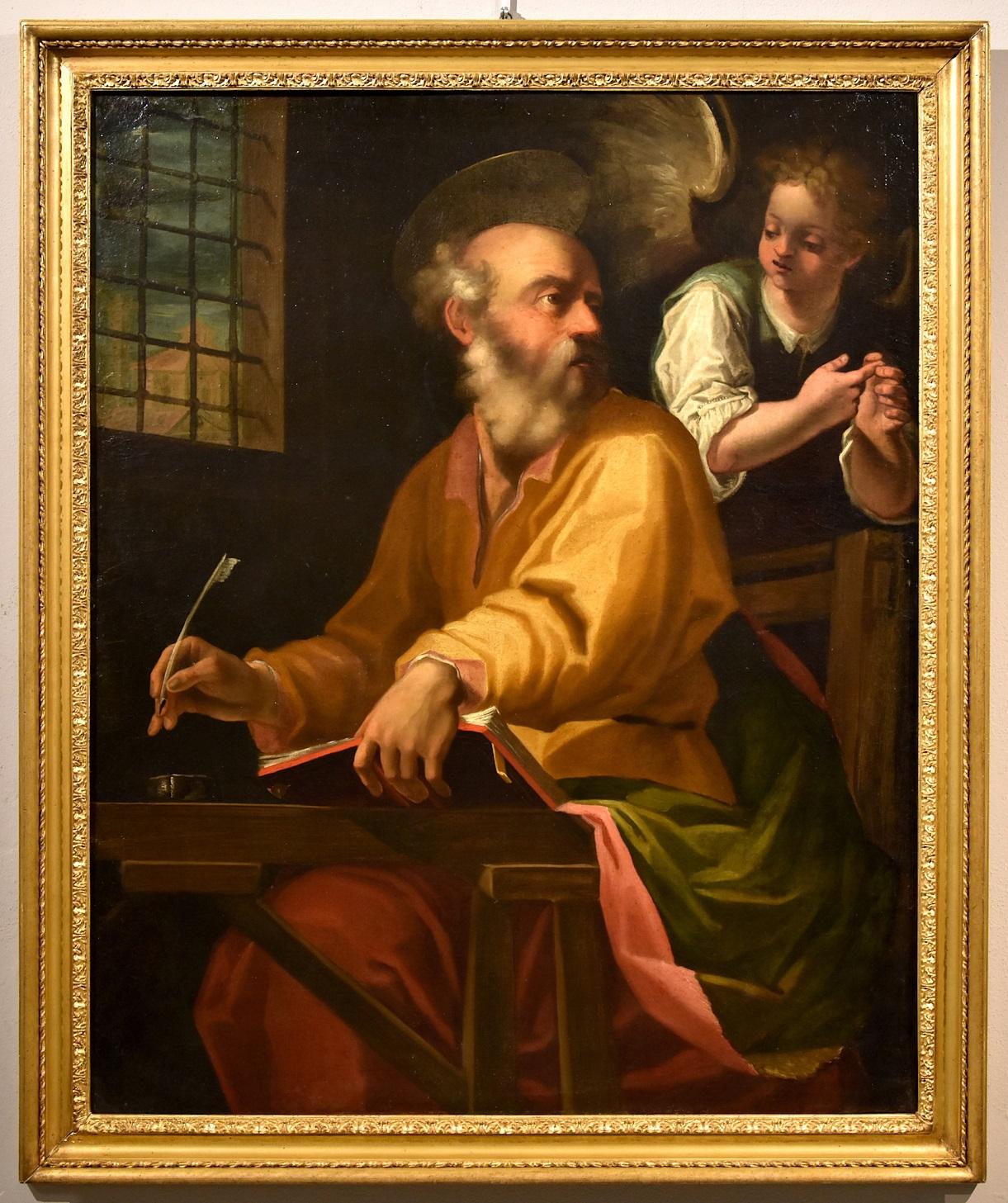 San Matteo Angelo Procaccini Dipinto Olio su tela Vecchio maestro Arte del 17° secolo - Painting di Camillo Procaccini (Bologna 1561 - 1629 Milan)