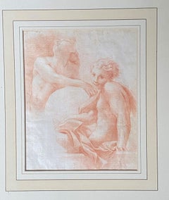 Attributed to Camillo Procaccini Italian 1546-1629  Red Chalk Study of Angels