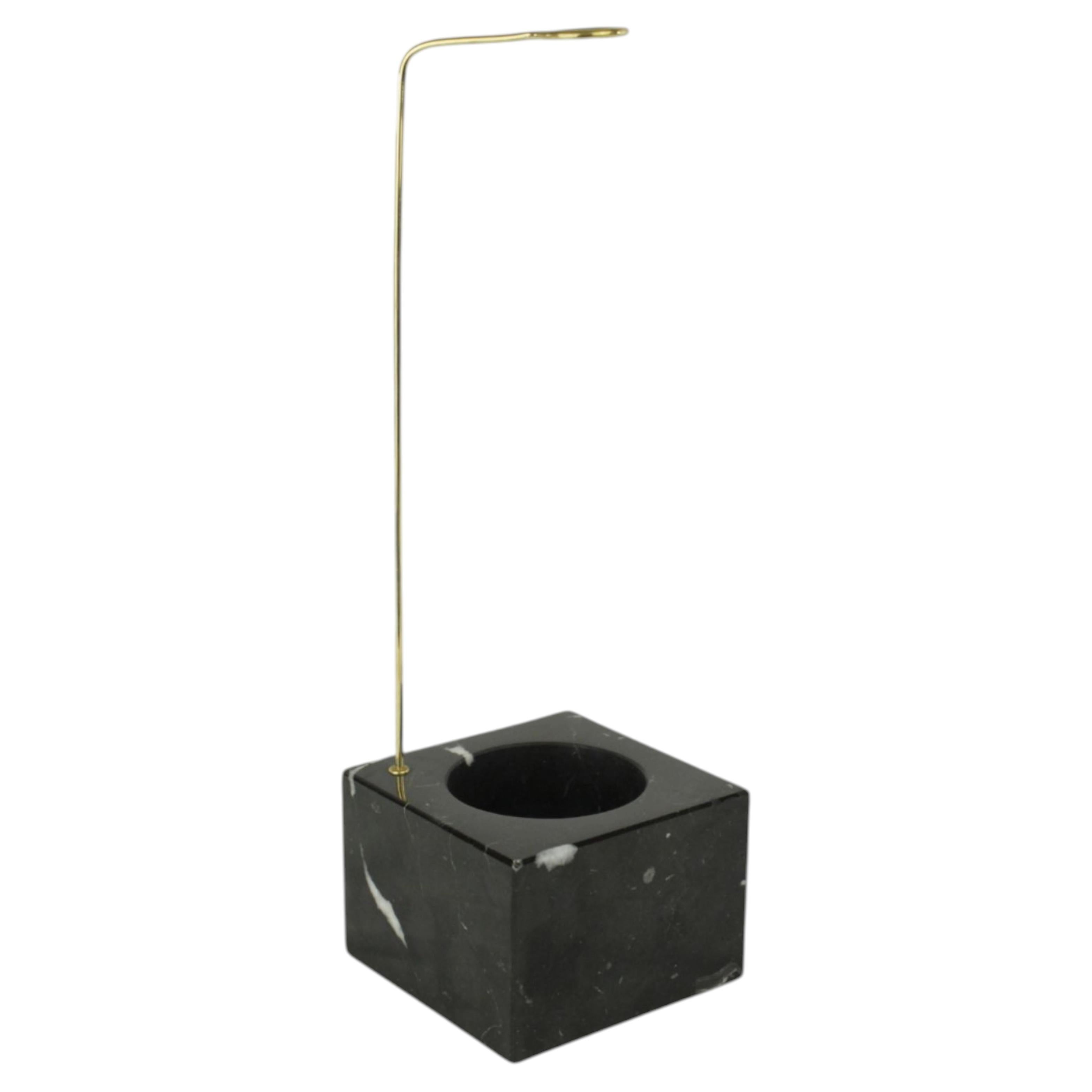 Camilly – Elegant Plant Stand in Nero Marquina Marble For Sale