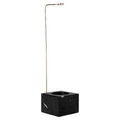 Camilly: Nero Marquina Marble Plant Stand - Inox & Gold Elegance