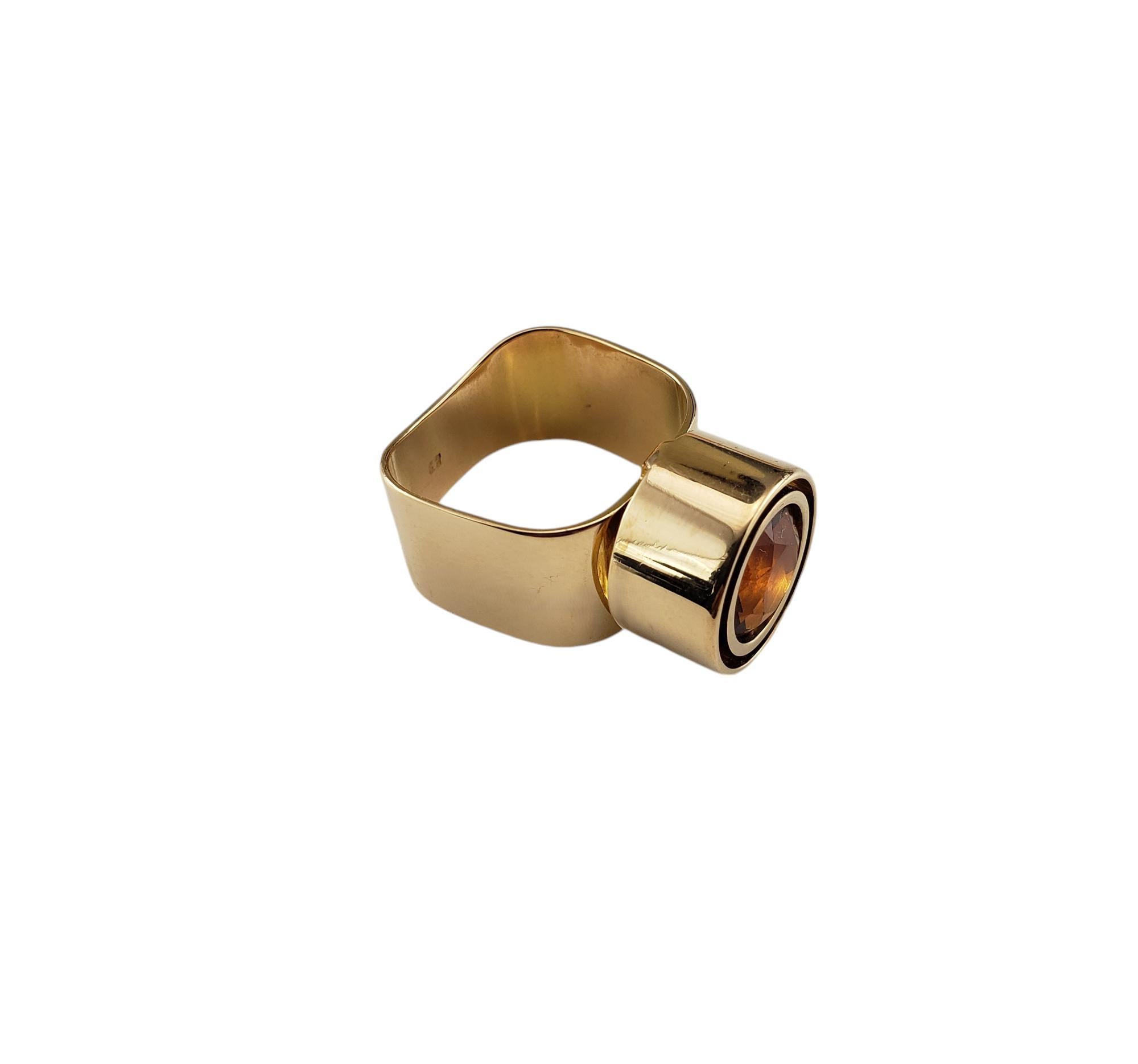 Round Cut Caminada 18 Karat Yellow Gold and Citrine Ring Size 7 #19045 For Sale
