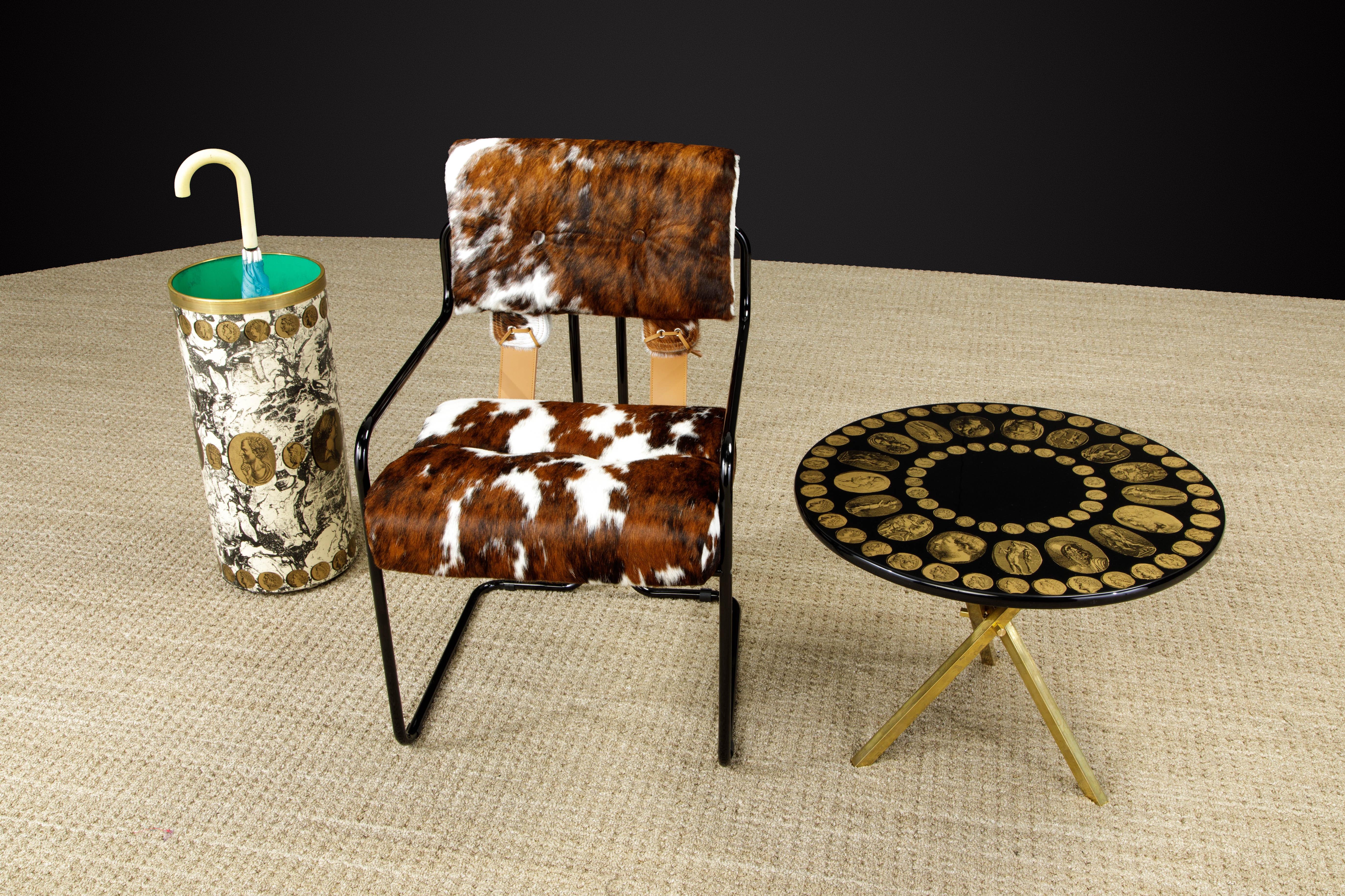 'Cammei' Lacquered Wood and Brass Side Table by Piero Fornasetti, Signed  For Sale 12