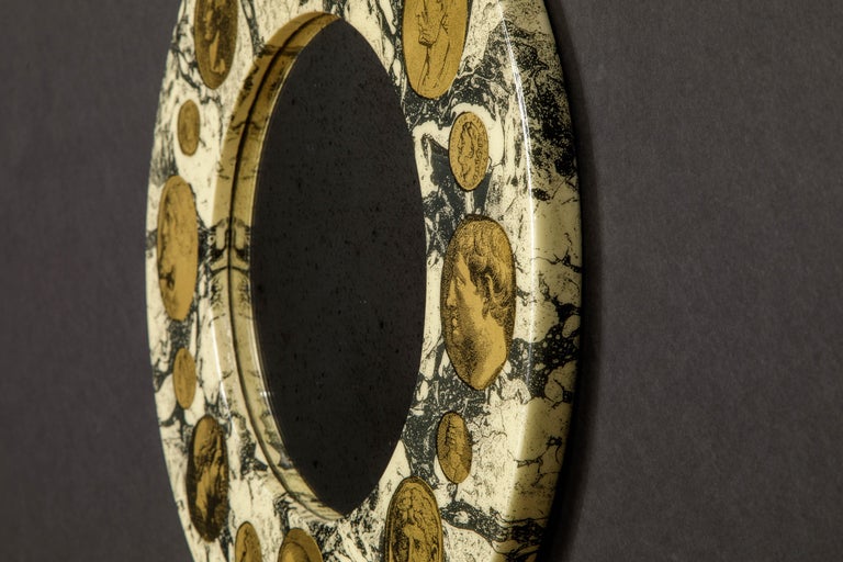 'Cammei Marbalia' Round Mirror by Piero Fornasetti, circa 1970s, Signed In Excellent Condition For Sale In Los Angeles, CA