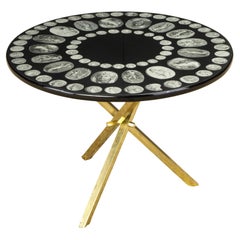 Used 'Cammei' Silver Cameos Motif Side Table by Piero Fornasetti, Signed 