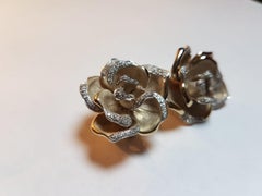 Cammilli White Gold Diamond Rose Shaped Stud Earrings