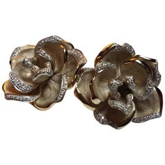 Cammilli White Gold Diamond Rose Shaped Stud Earrings