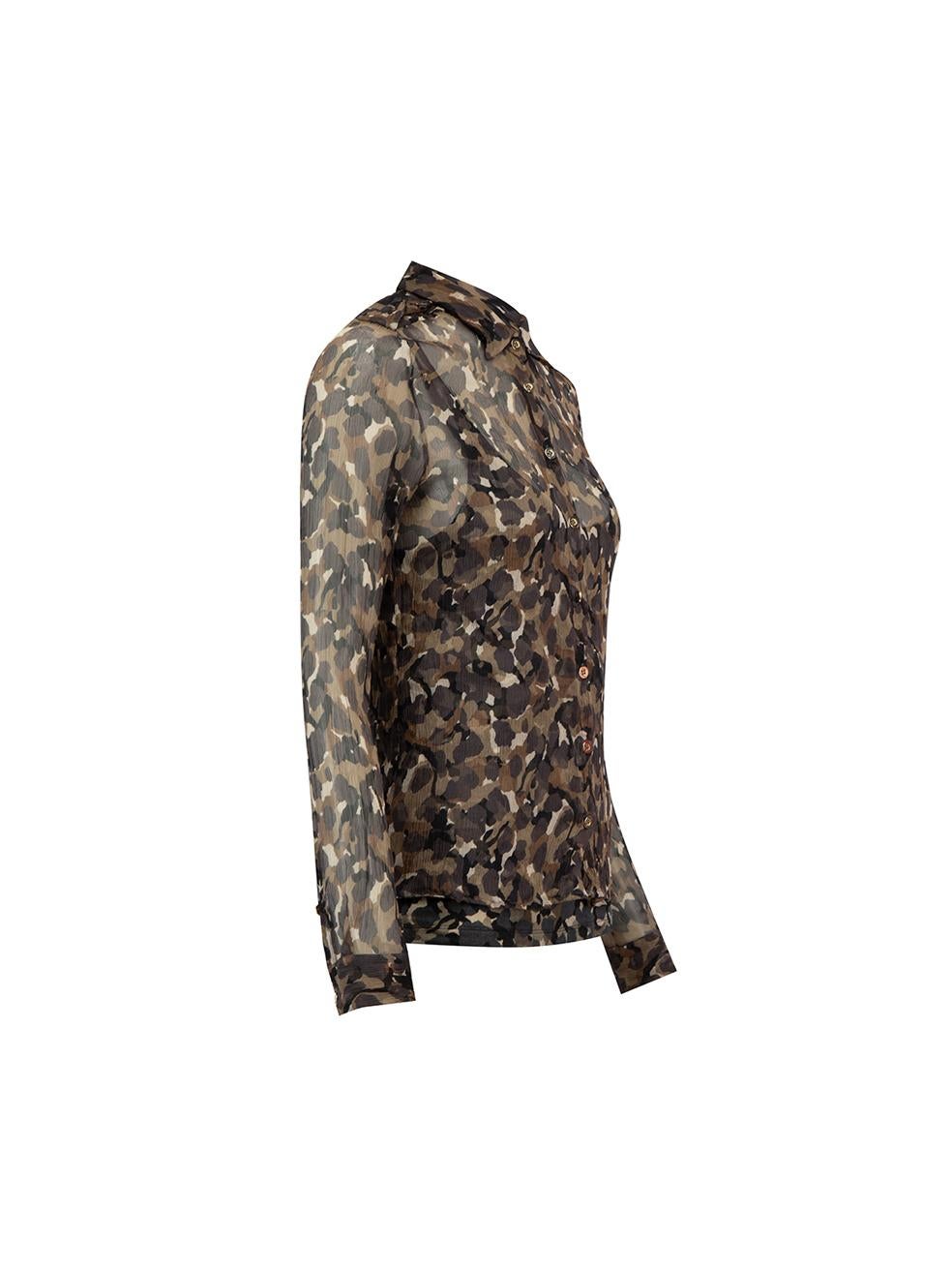 CONDITION is Good. Minor wear to set is evident. Light wear to fabric print where dye has run on the under-layer of this used Max Mara designer resale item.



Details


Multicolour

Synthetics and jersey

Camo pattern shirt and tank top set

Sheer