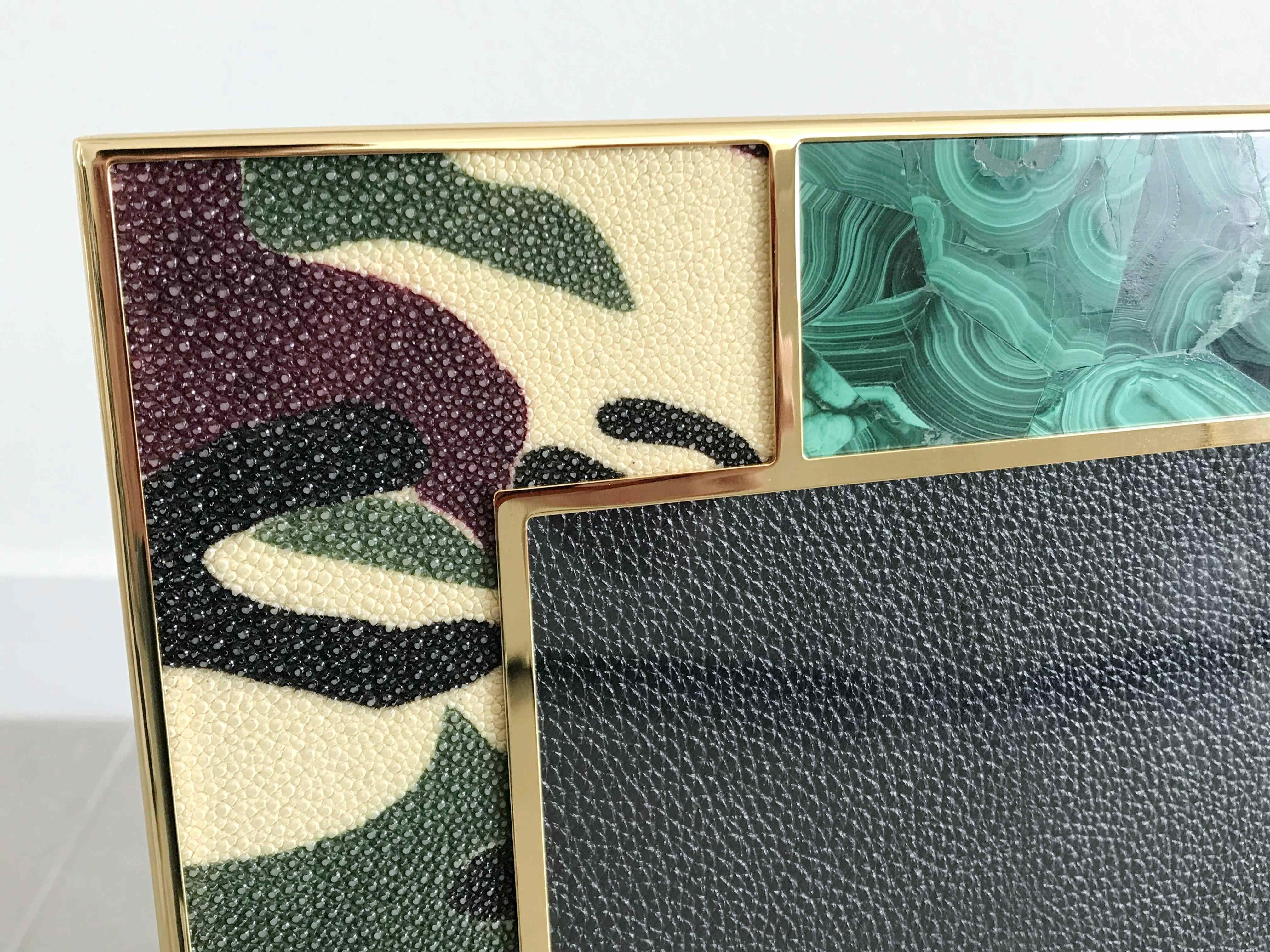 Art Deco Camouflage Shagreen Photo Frame by Fabio Ltd For Sale