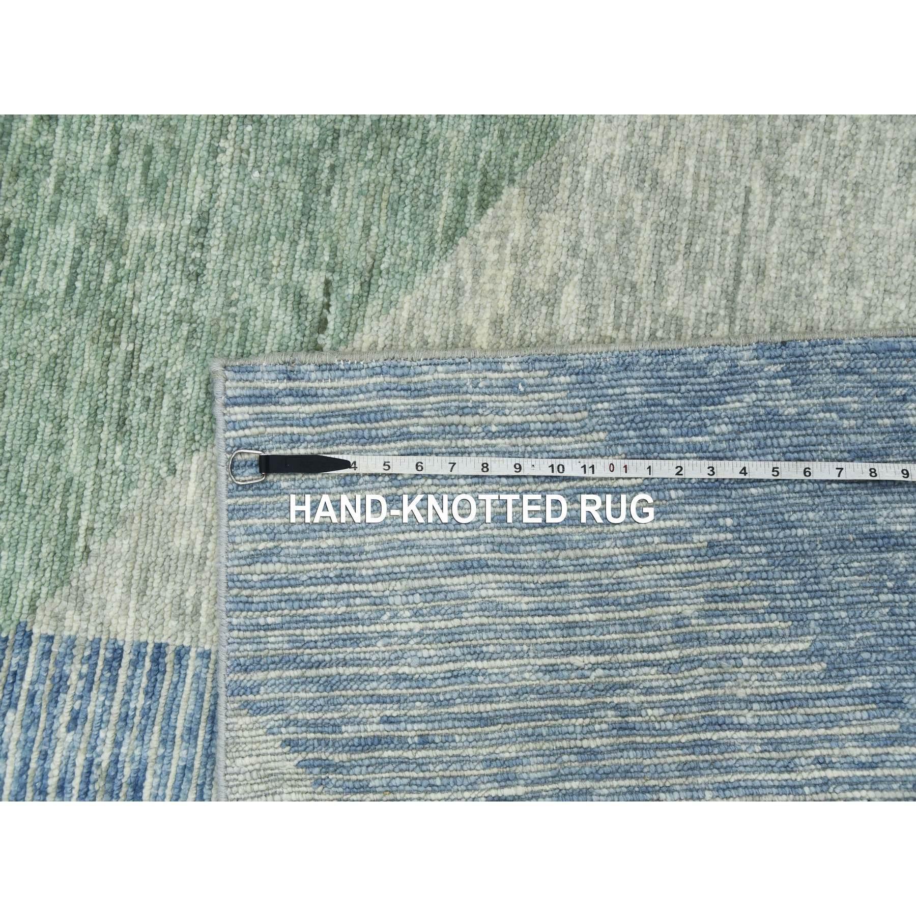 Camouflage Vert Laine Noué à la main Géométrique Art Deco Collection Tapis d'Orient en vente 5