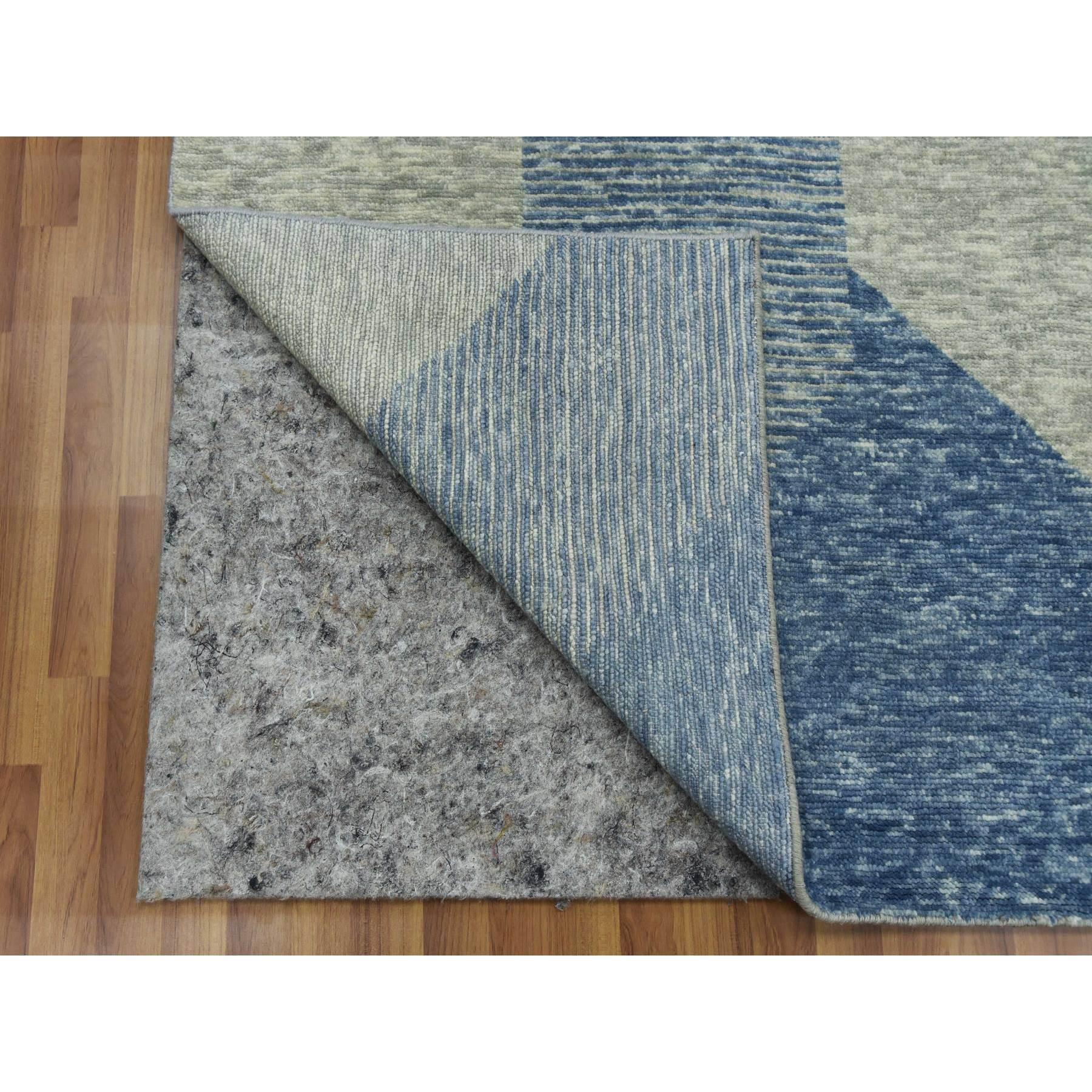 Indien Camouflage Vert Laine Noué à la main Géométrique Art Deco Collection Tapis d'Orient en vente