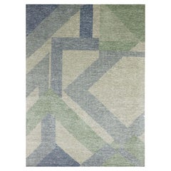 Camouflage Vert Laine Noué à la main Géométrique Art Deco Collection Tapis d'Orient
