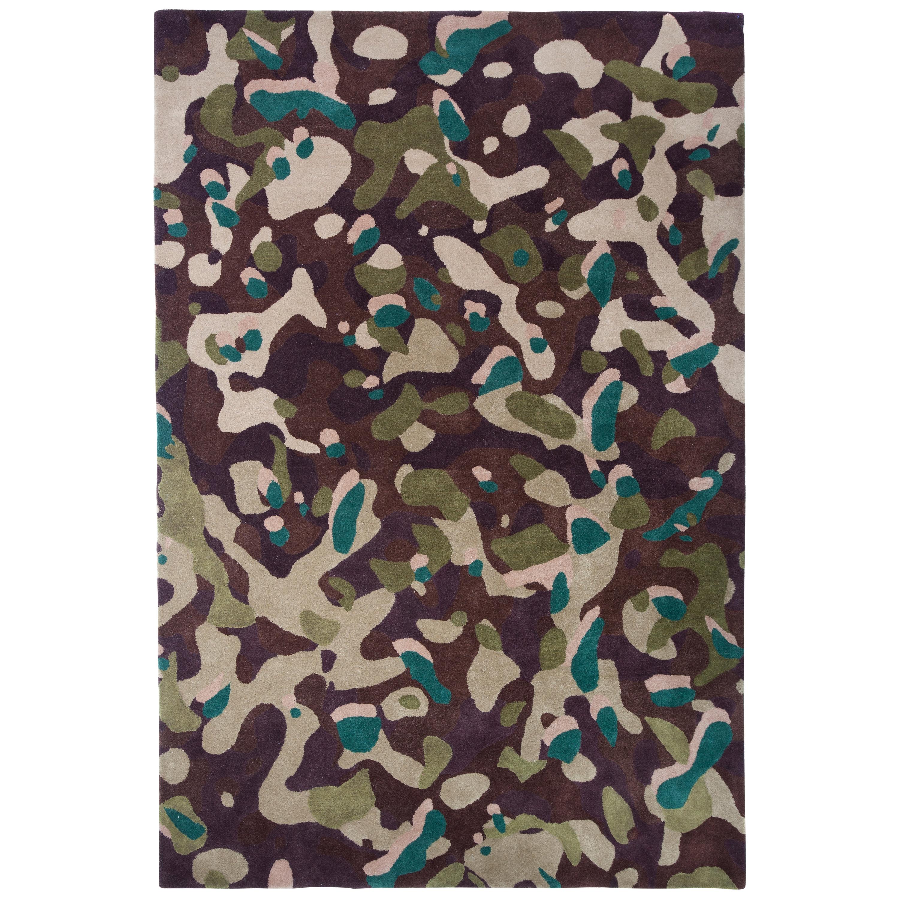 Camouflage Macro, Handtufted, Wool and Viscose, Alberto Artesani For Sale