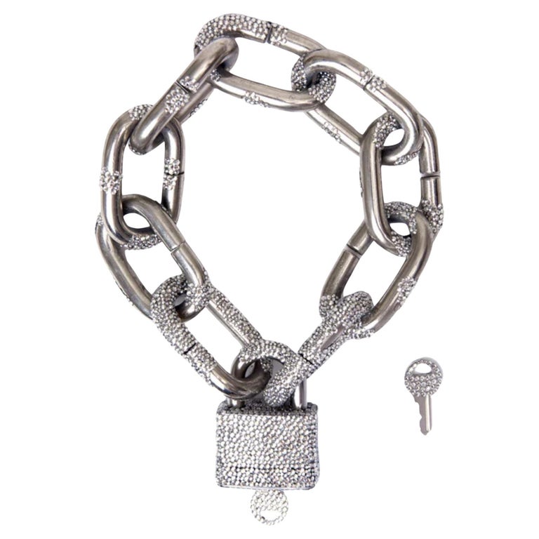 Camouflage Pattern Oversized Lock Necklace For Sale at 1stDibs