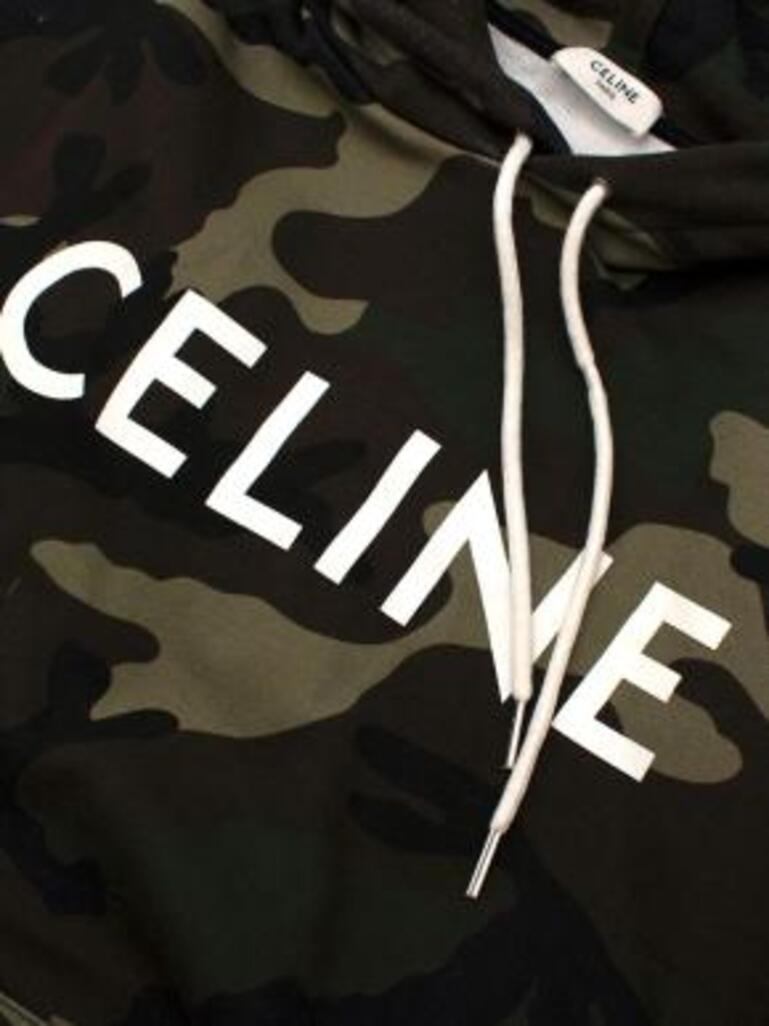 Camouflage Print Cotton Logo Hoodie In Good Condition For Sale In London, GB
