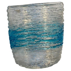 Camozzo Murano Clear and Azure Reticello Art Glass Vase
