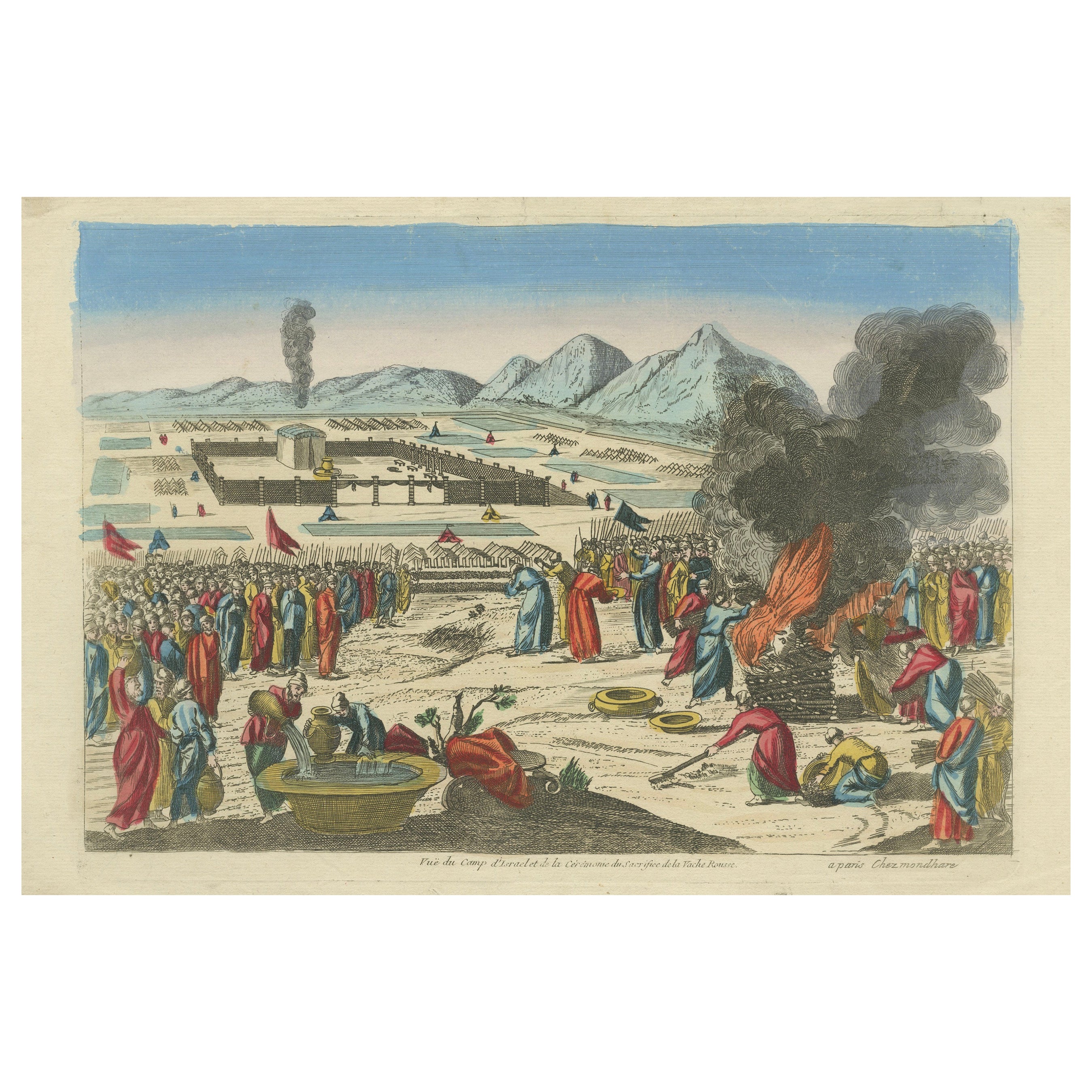 Camp of Israel and the Sacrifice of the Red Heifer – Optical View, ca.1770 For Sale