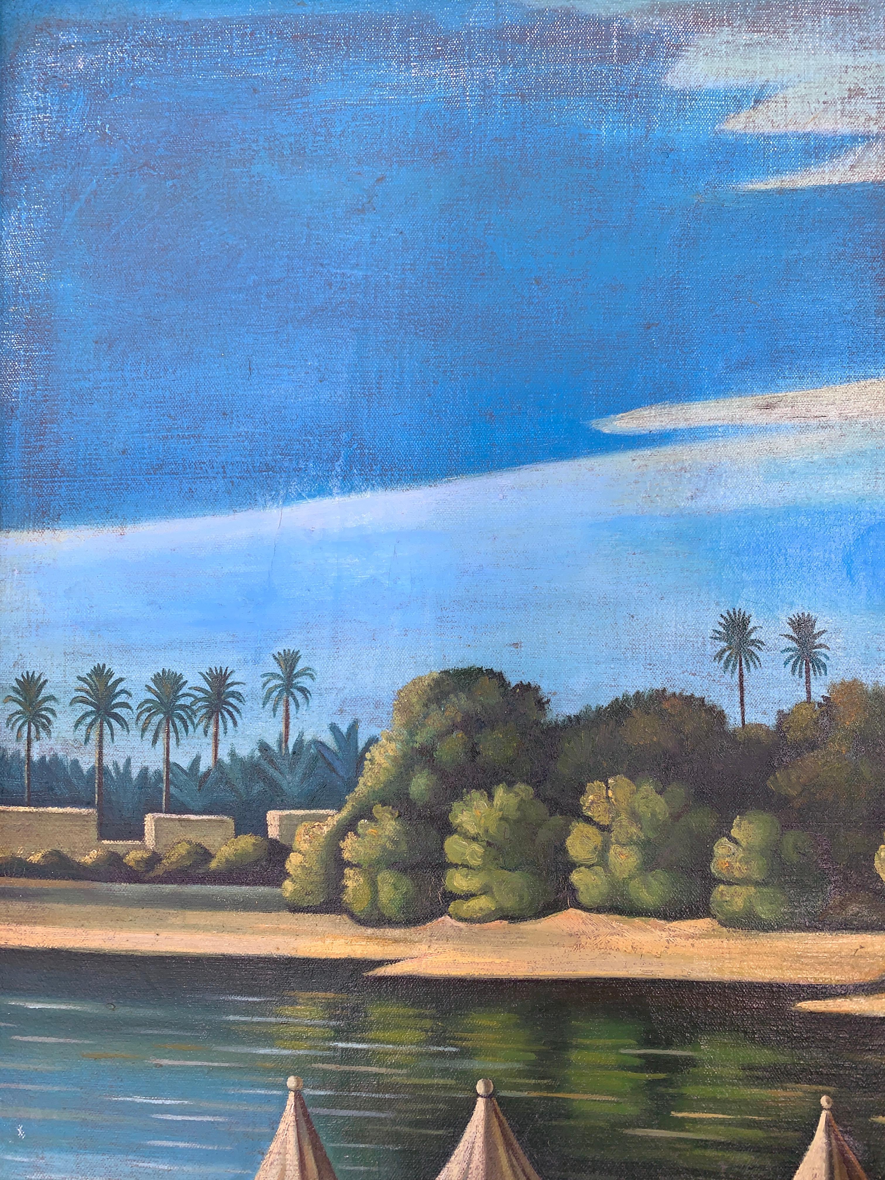 Camp on the Tigris, huile sur toile, Abdul Kadir Al Rassam « Iraq, 1882-1952 » 3