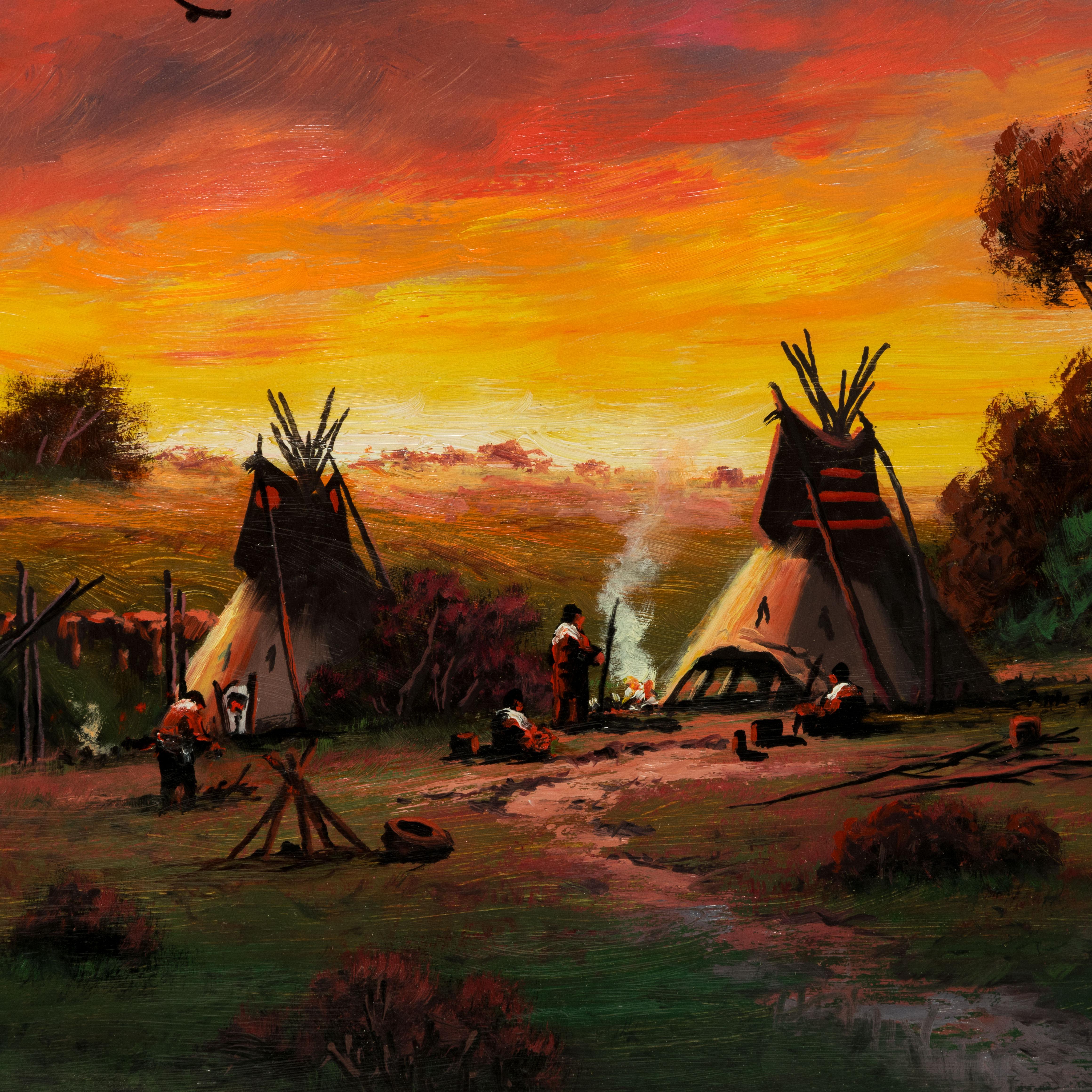 « Camp Shores » - Peinture originale de Heinie Hartwig Excellent état - En vente à Coeur d'Alene, ID