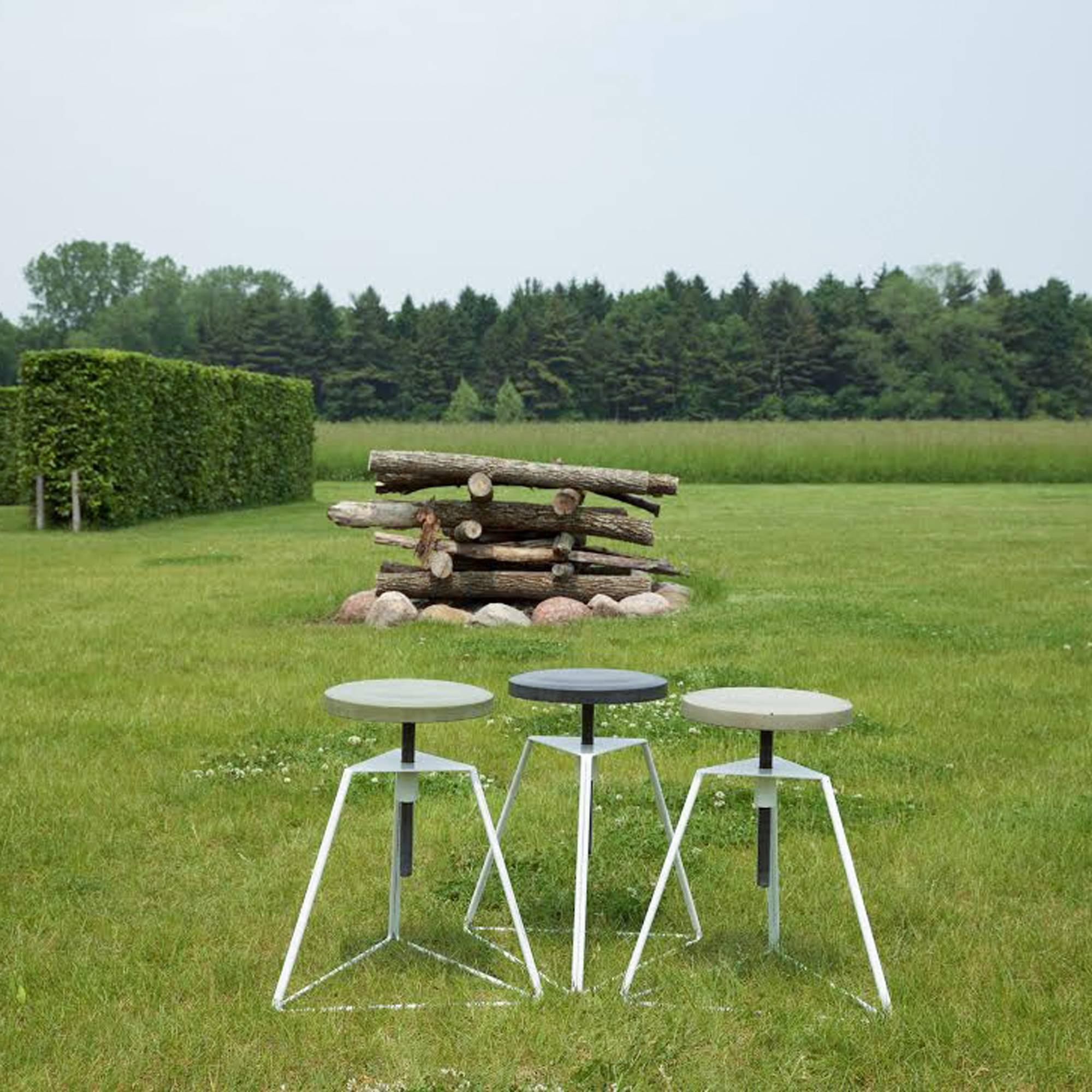 Camp Stool, White and Aspen, Adjustable Height Low Stool, 18 Variations In New Condition For Sale In Chicago, IL