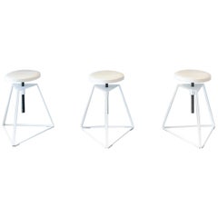 Camp Stool, White and Walnut, Adjustable Height, 18 Variations