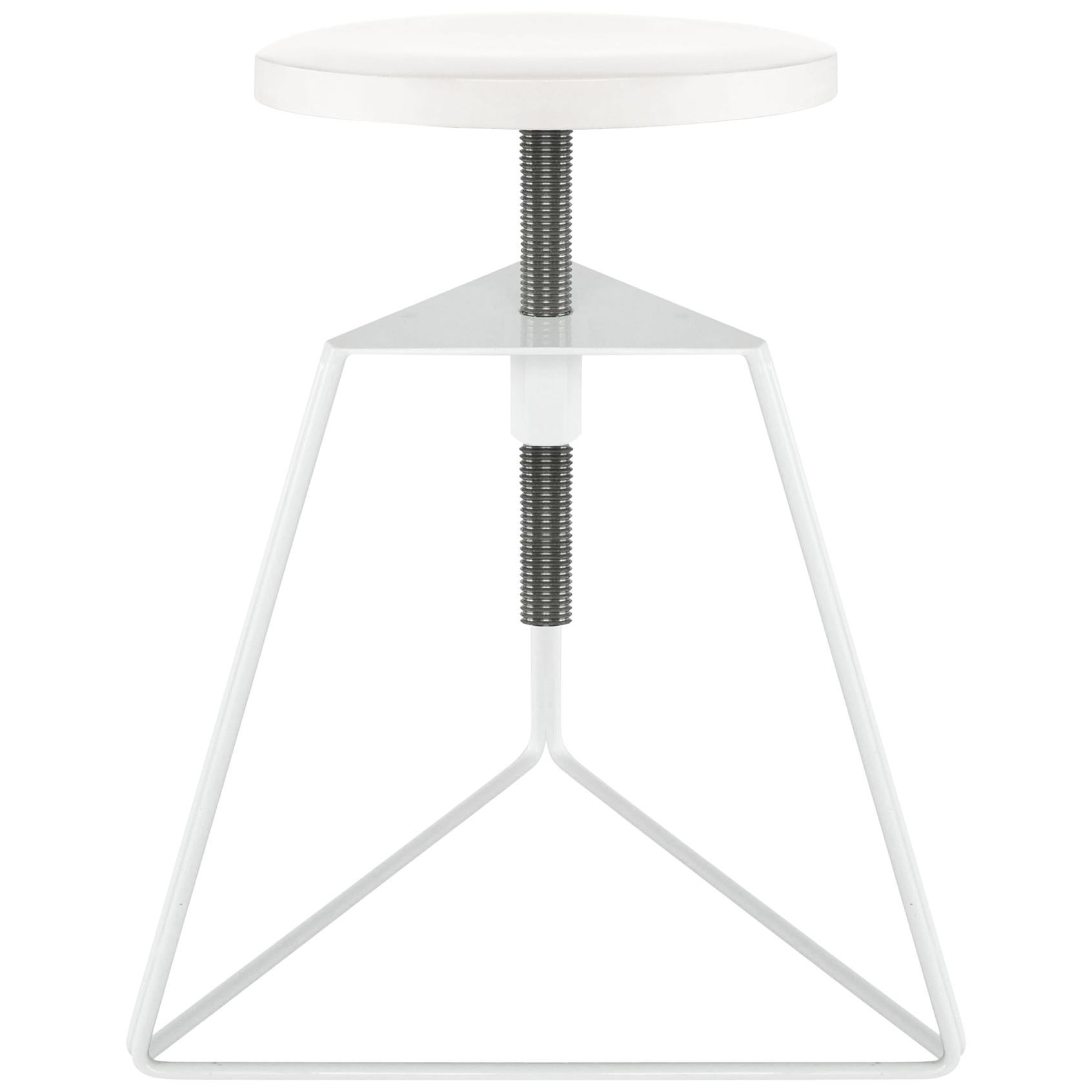 Camp Stool, White and White Marble, Adjustable Height Low Stool, 18 Variations For Sale