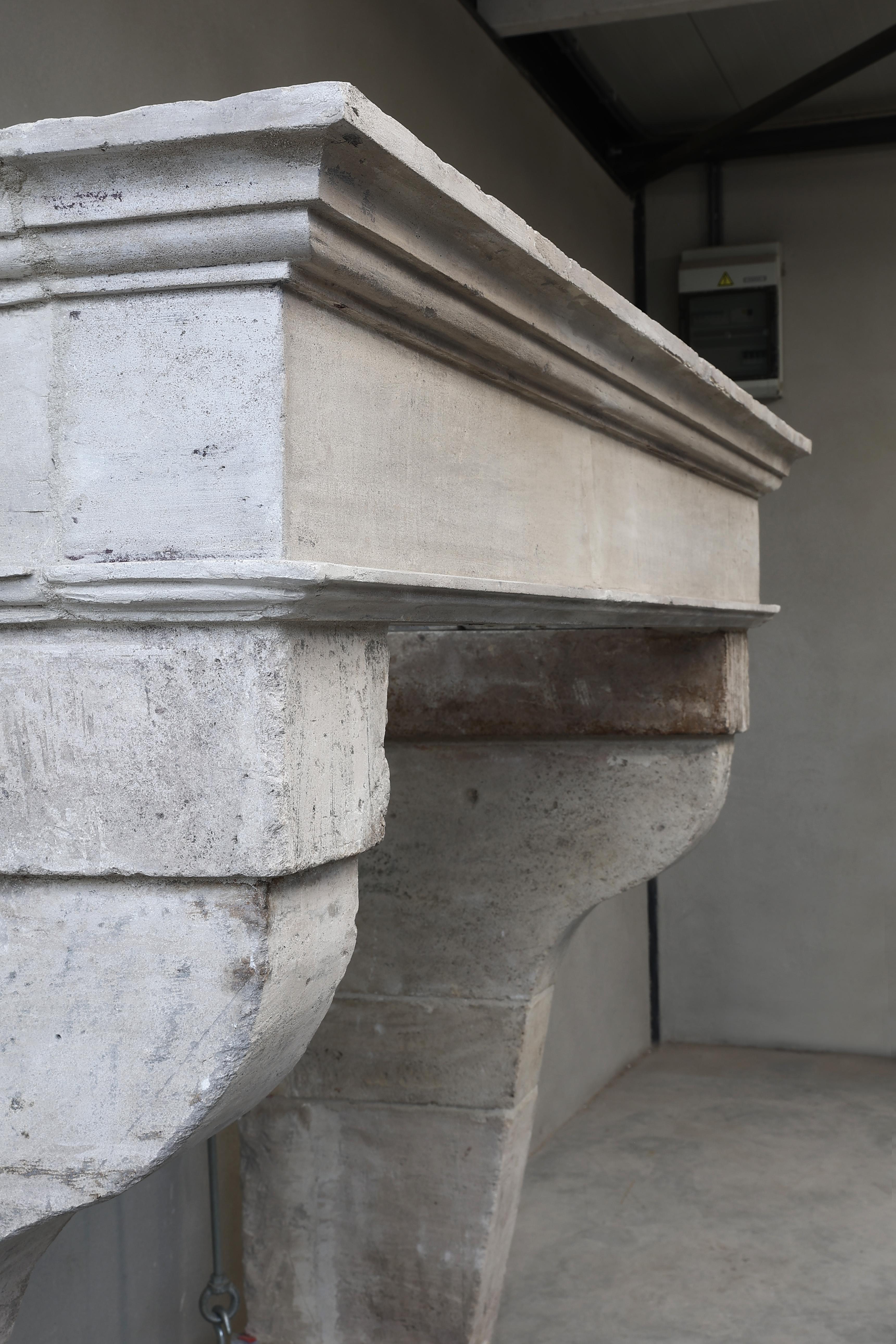 Campagnarde Style Mantel from the 19th Century of French Limestone 8