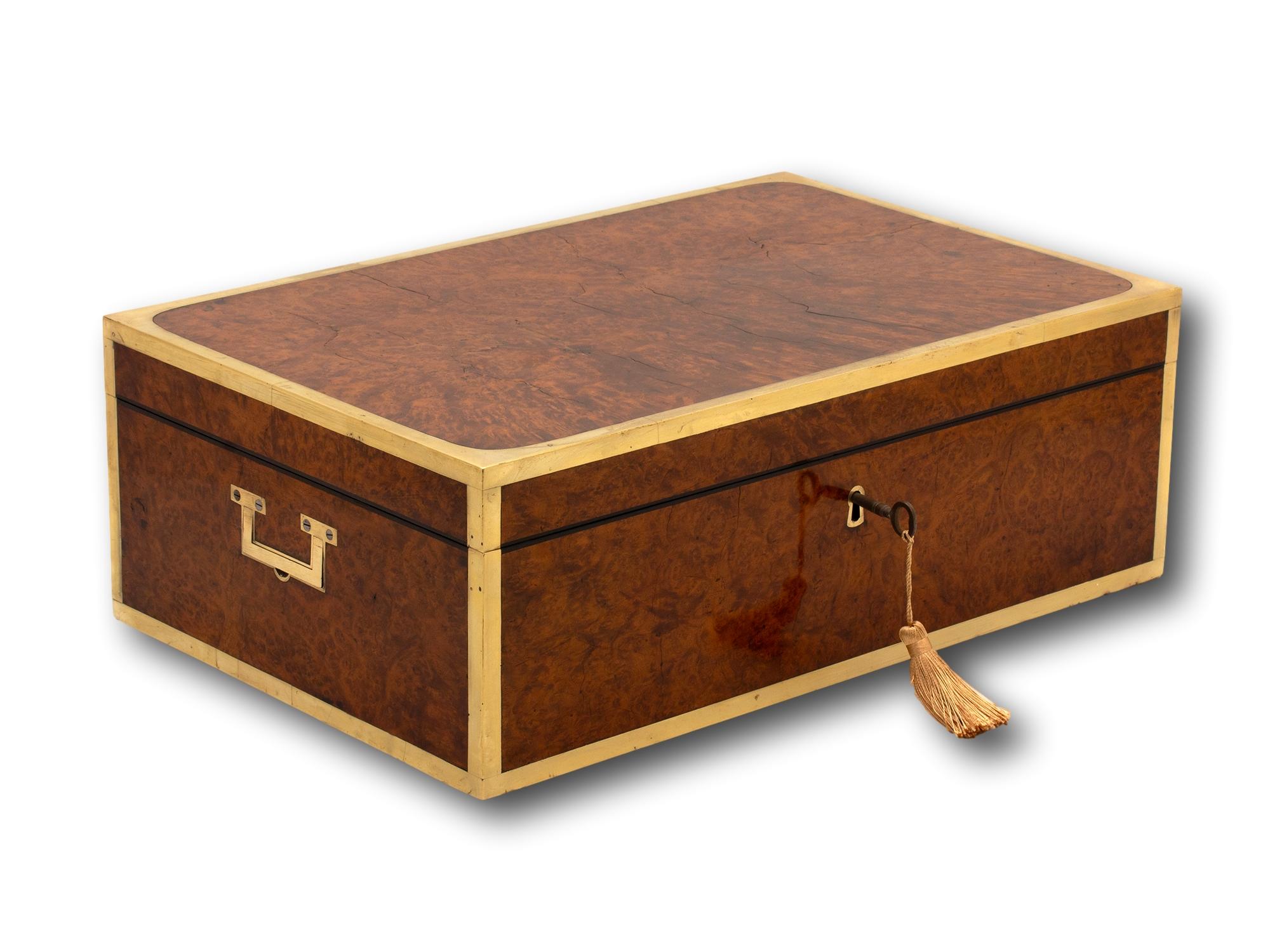 19th Century Campaign Anglo-Indian Amboyna Jewelry Box For Sale