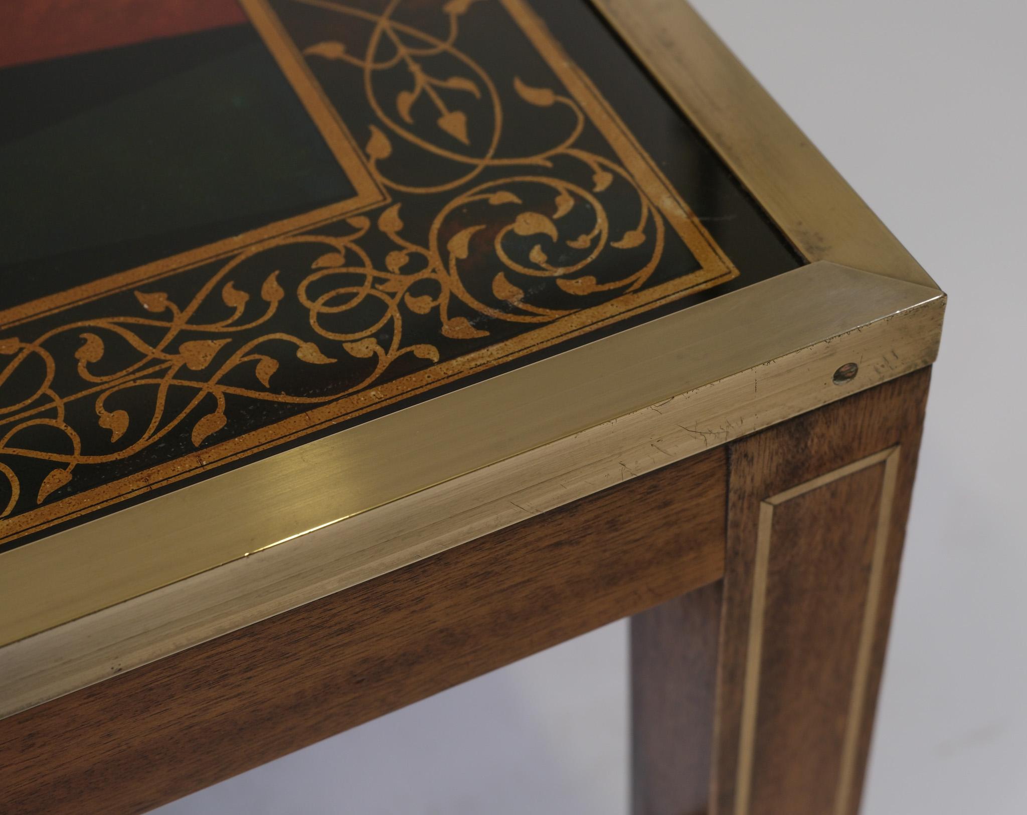 English Campaign Antique Style Backgammon Board Coffee Table London 1950-60's