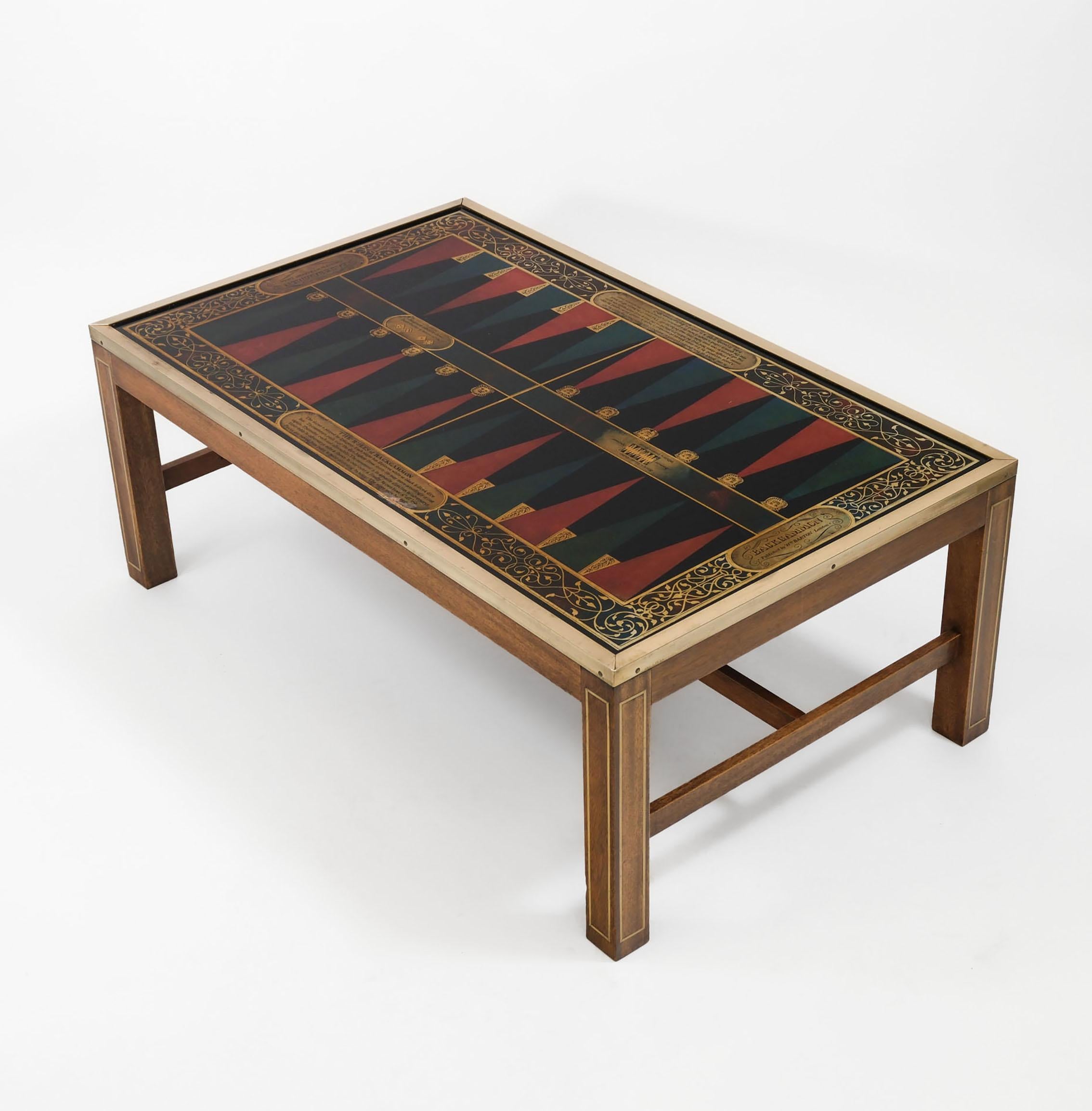 Campaign Antique Style Backgammon Board Coffee Table London 1950-60's 1