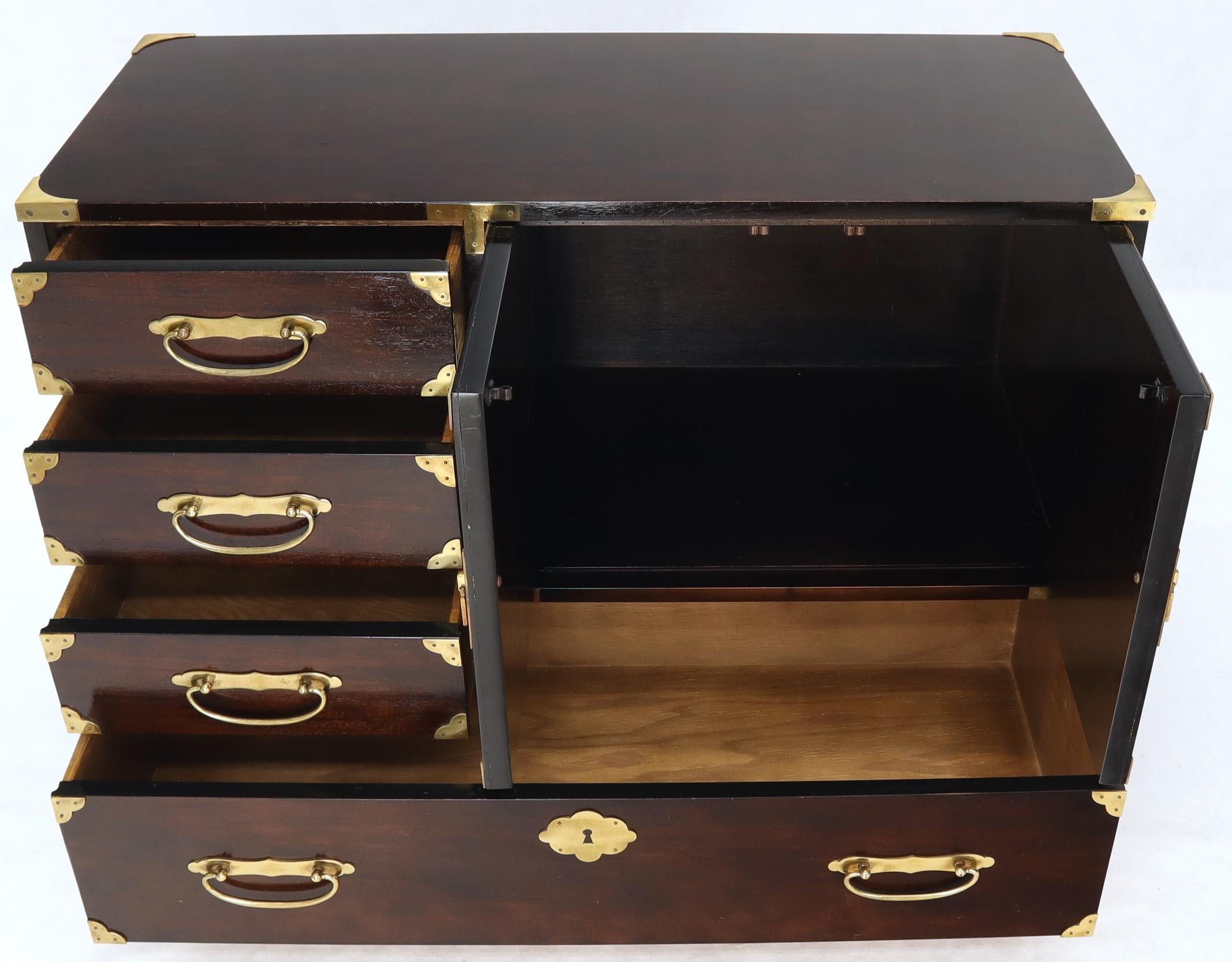 Campaign Brass Hardware Bachelor Chest Dresser with Two Doors Compartment For Sale 5