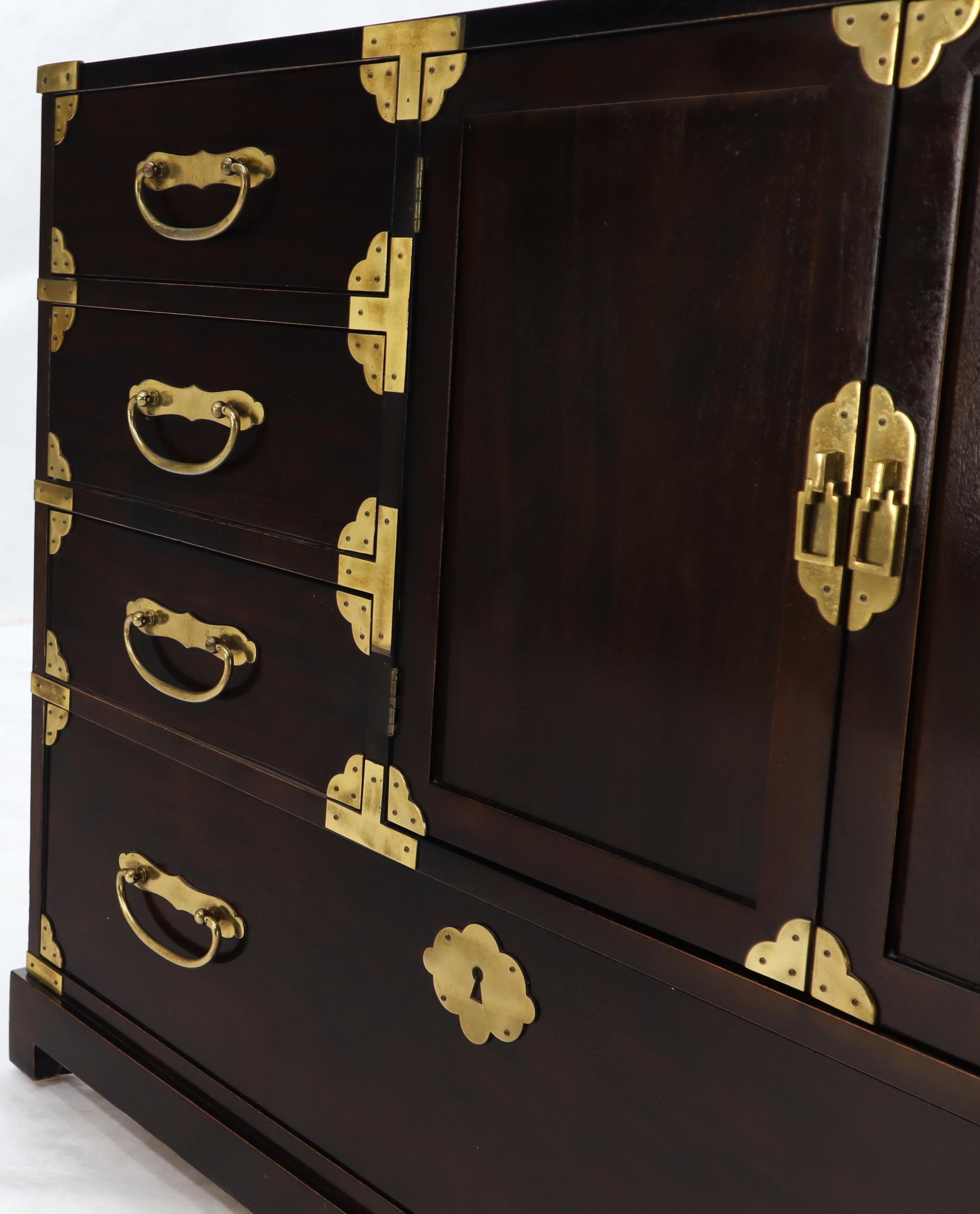 Campaign Brass Hardware Bachelor Chest Dresser with Two Doors Compartment For Sale 1